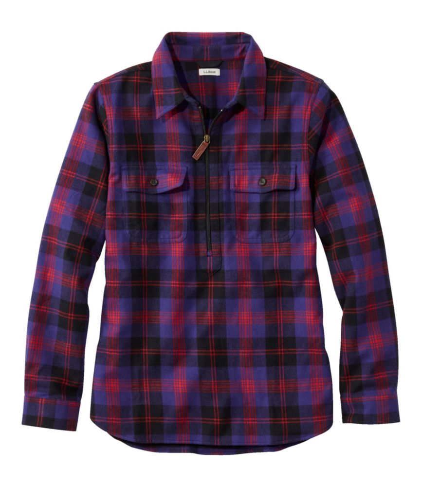 Women's Scotch Plaid Flannel Shirt, Quarter-Zip - leoleo123123
