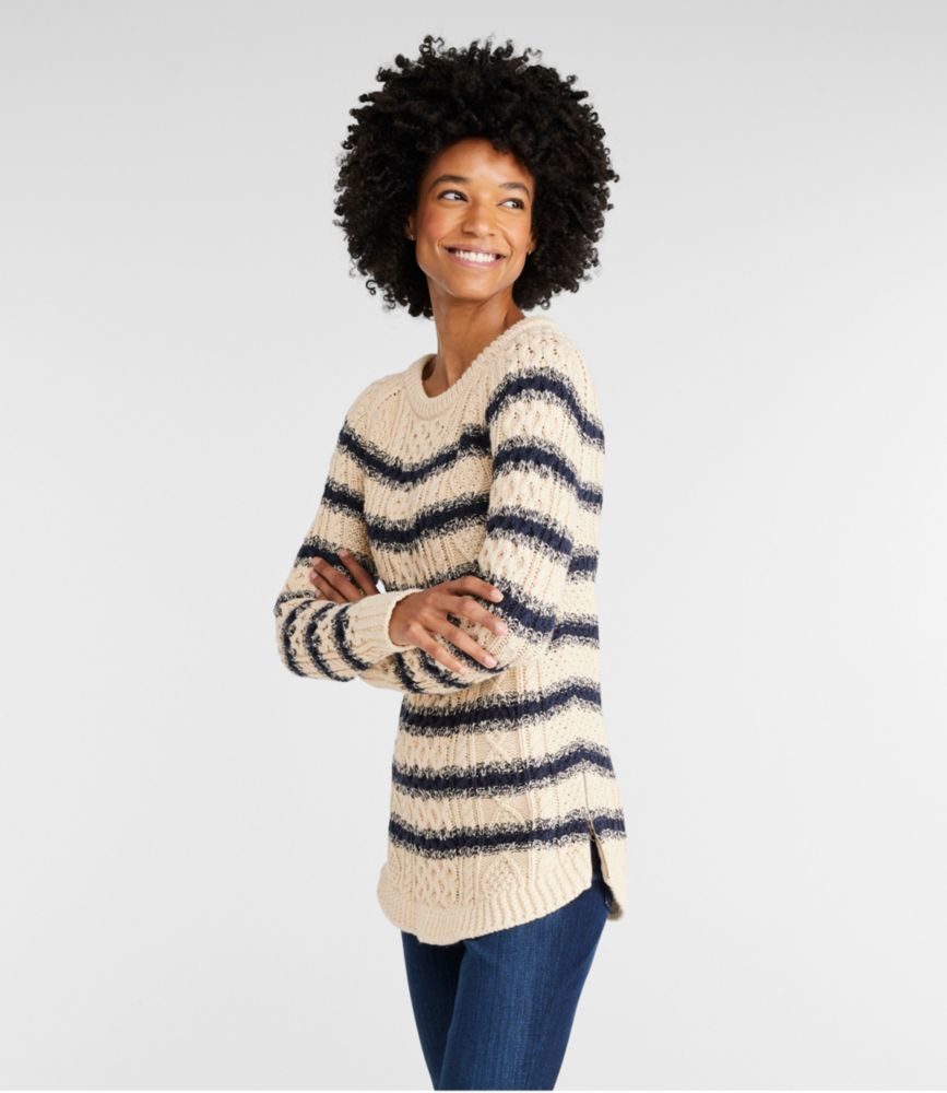 Women's Signature Cotton Fisherman Tunic Sweater, Stripe - leoleo123123