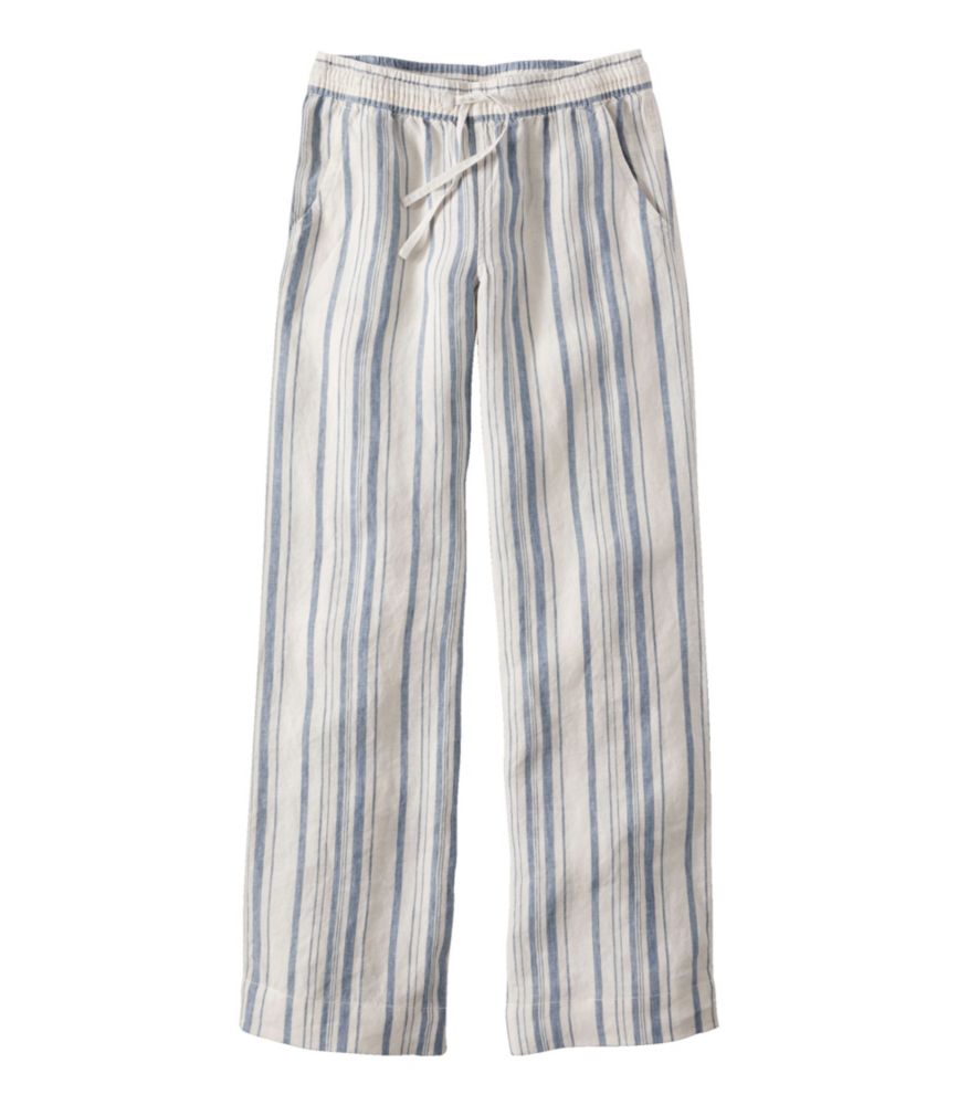 Women's Premium Washable Linen Pull-On Pants, Stripe - leoleo123123