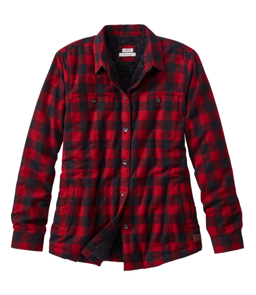 Women's Scotch Plaid Shirt, Sherpa-Lined - leoleo123123