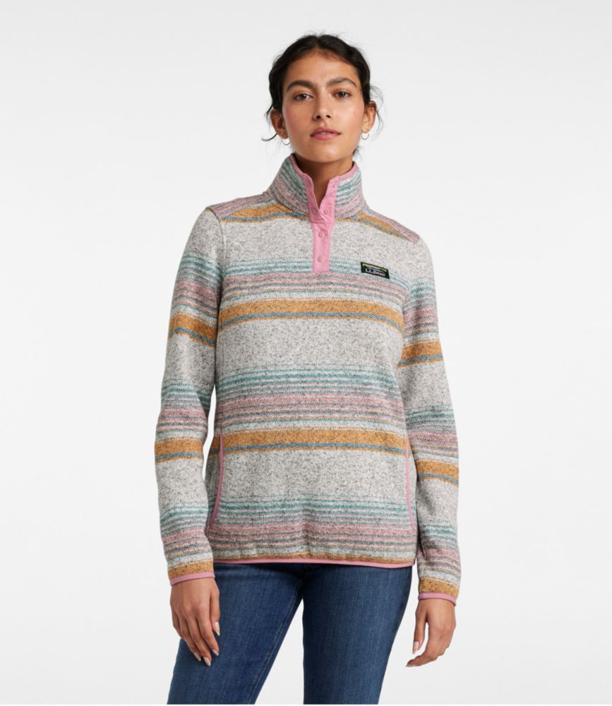 Women's L.L.Bean Sweater Fleece Pullover, Print - leoleo123123