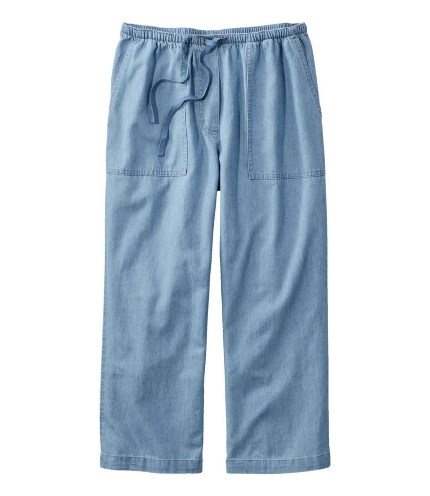Women's Sunwashed Pants, Denim Straight-Leg Crop - leoleo123123