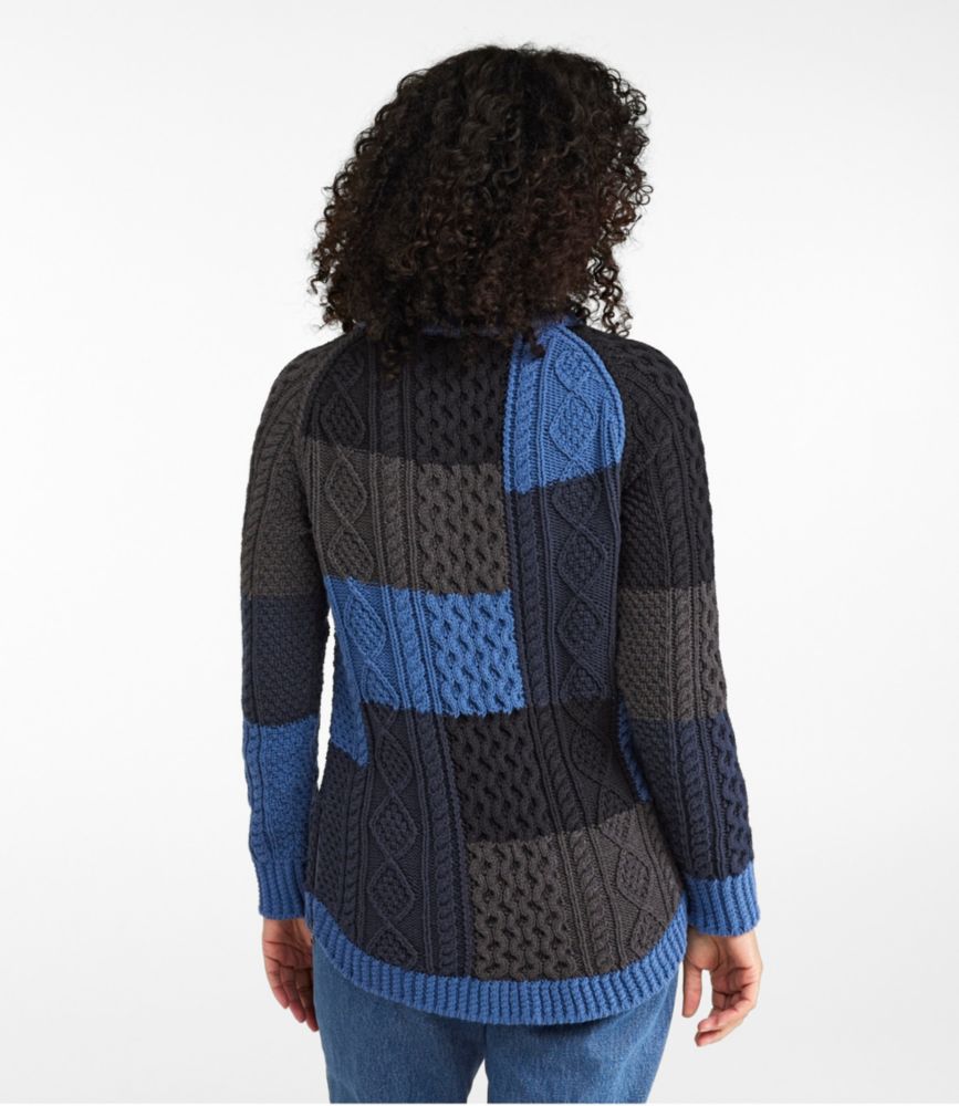 Women's Signature Cotton Fisherman Tunic Sweater, Patchwork - leoleo123123