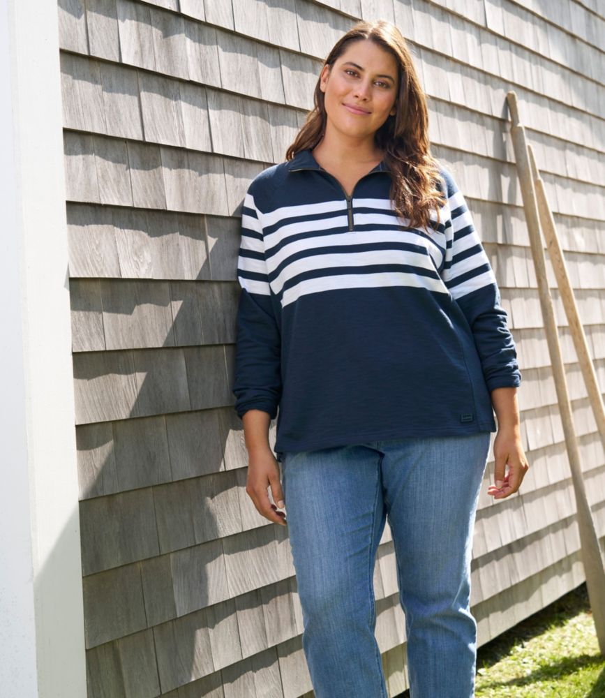 Women's Peaks Island Quarter-Zip Pullover, Stripe - leoleo123123