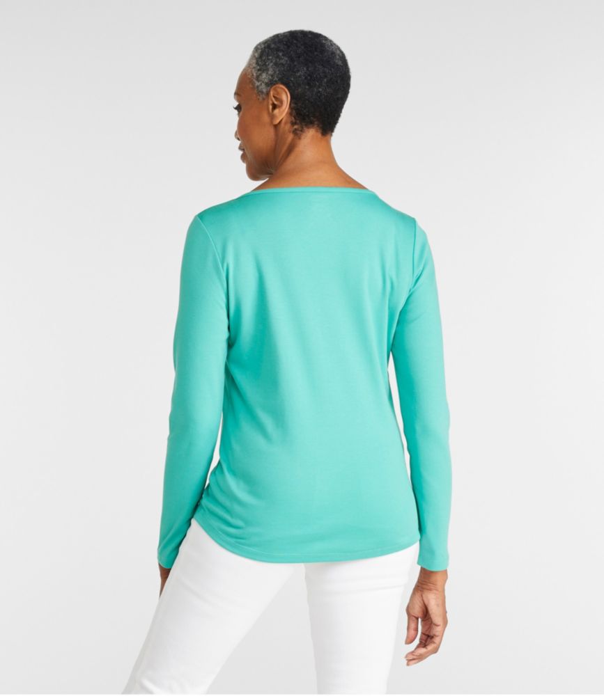 Women's Pima Cotton Shaped Tee, Long-Sleeve Boatneck - leoleo123123