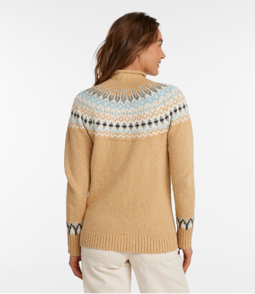 Women's Cotton Ragg Sweater, Funnelneck Pullover Fair Isle - leoleo123123