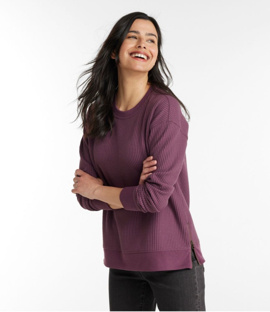 Women's Birchwood Brushed Waffle Top, Crewneck - leoleo123123