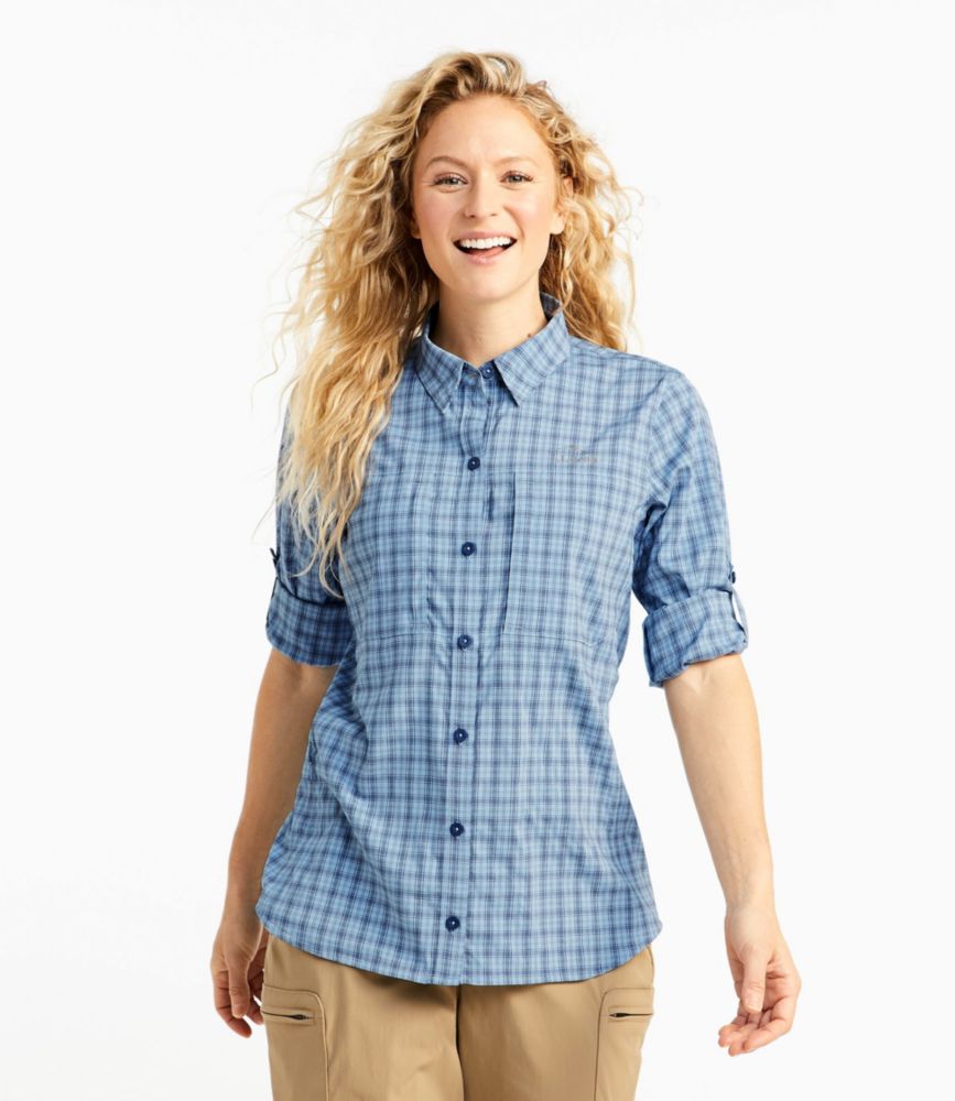 Women's Tropicwear Pro Stretch Shirt, Long-Sleeve Plaid - leoleo123123