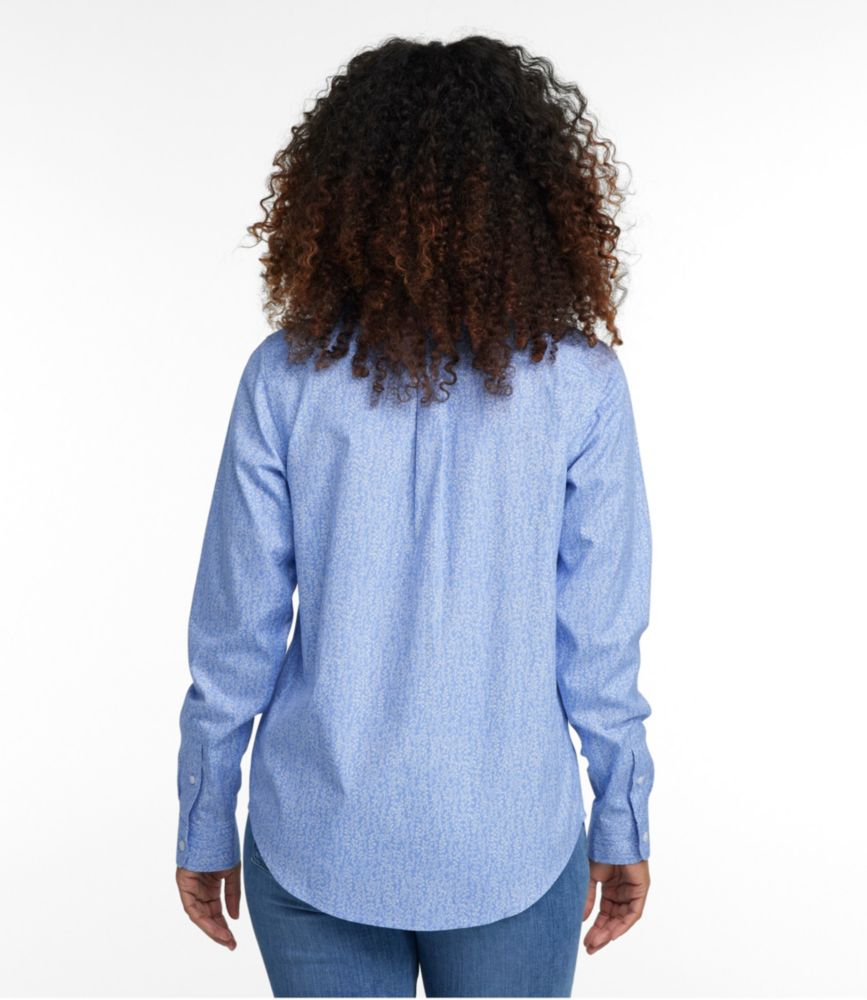 Women's Wrinkle-Free Pinpoint Oxford Shirt, Relaxed Fit Long-Sleeve Print - leoleo123123