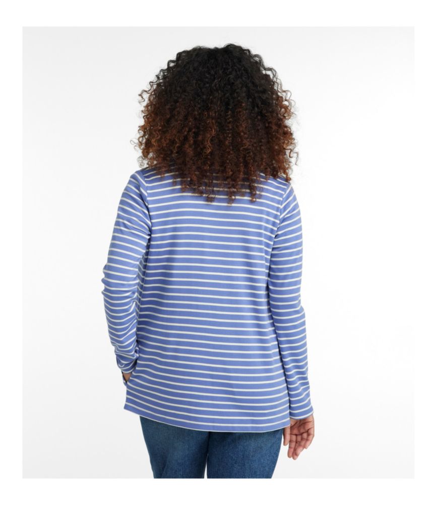 Women's Pima Cotton Open Cardigan, With Pockets Stripe - leoleo123123