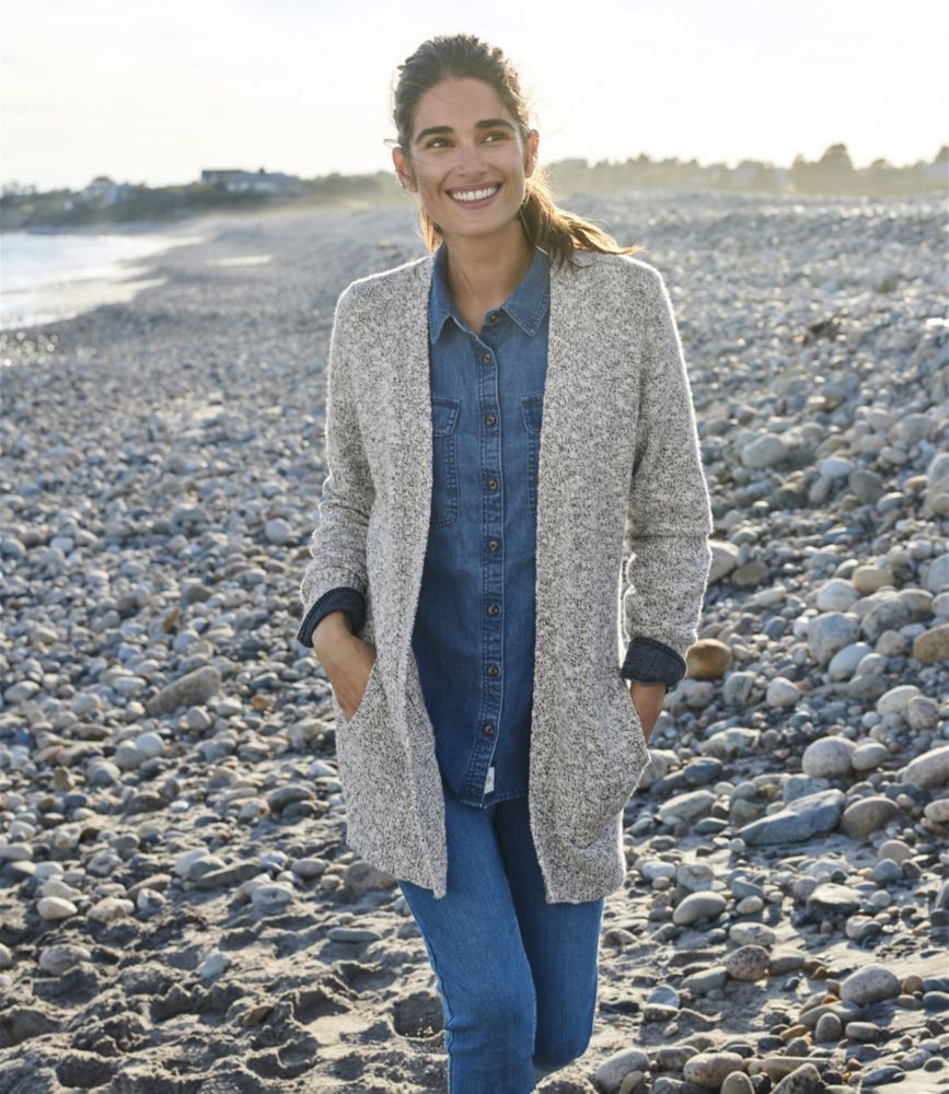 Women's Cotton Ragg Sweater, Open Cardigan - leoleo123123