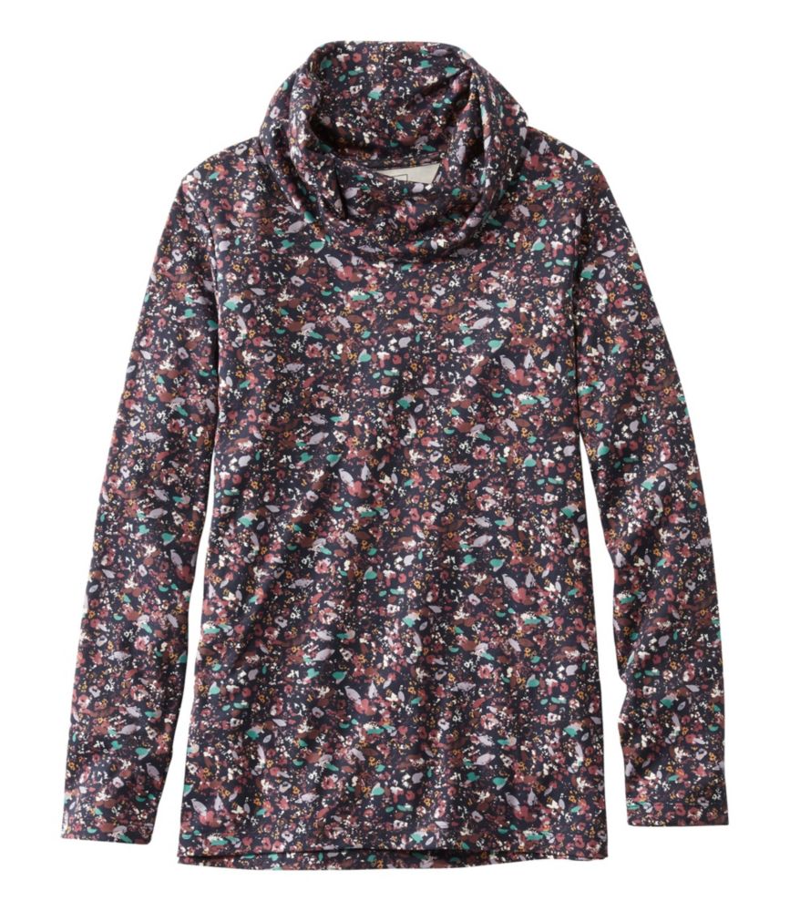Women's Pima Cotton Tee, Long-Sleeve Cowlneck Print - leoleo123123