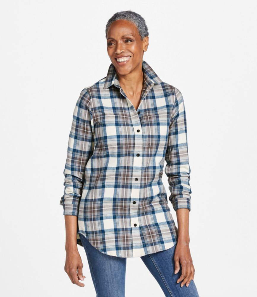 Women's Scotch Plaid Flannel Shirt, Tunic - leoleo123123