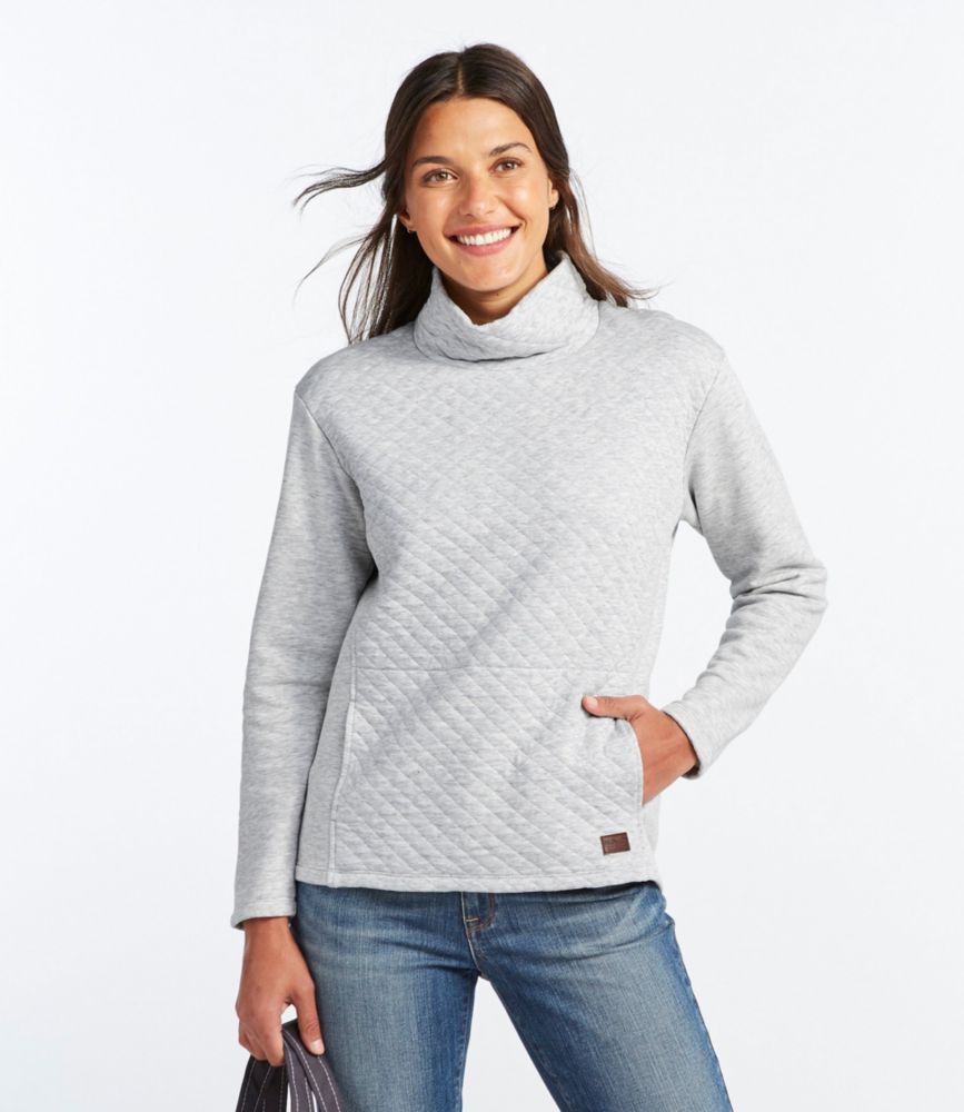 Women's Quilted Sweatshirt Pullover, Funnelneck - leoleo123123