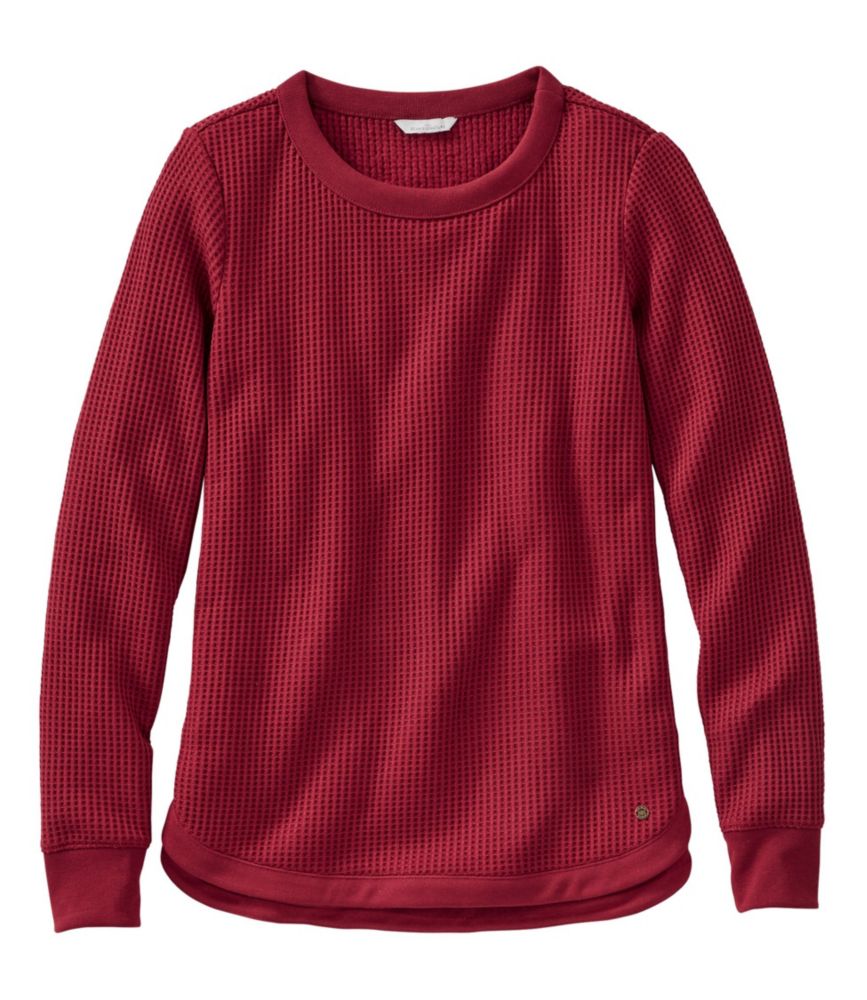 Women's Signature Brushed-Back Waffle Boatneck - leoleo123123