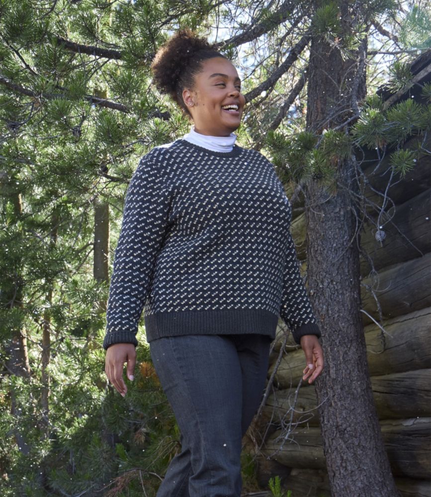 Women's Bean's Classic Ragg Wool Sweater, Crewneck Bird's-Eye - leoleo123123