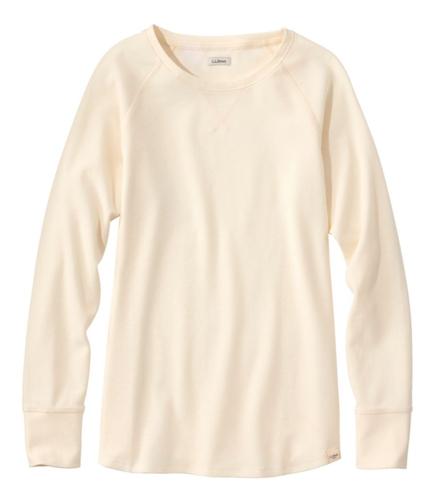 Women's Unshrinkable Mini-Waffle Tee, Long-Sleeve Crewneck - leoleo123123