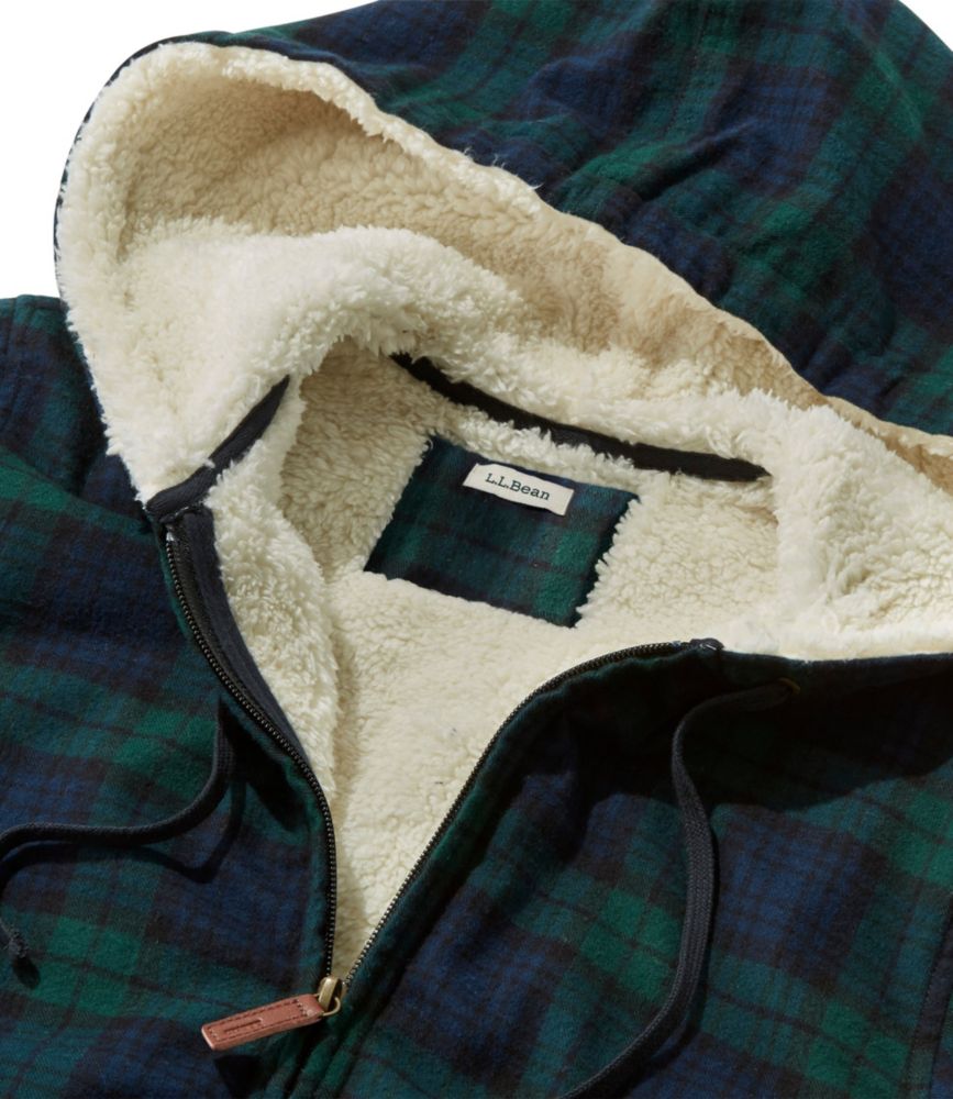 Women's Scotch Plaid Flannel Shirt, Sherpa-Lined Zip Hoodie - leoleo123123
