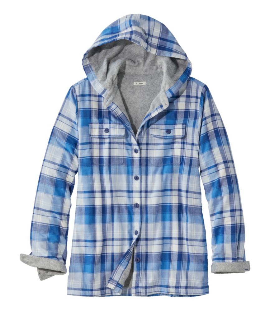 Women's Fleece-Lined Flannel Hoodie, Plaid - leoleo123123