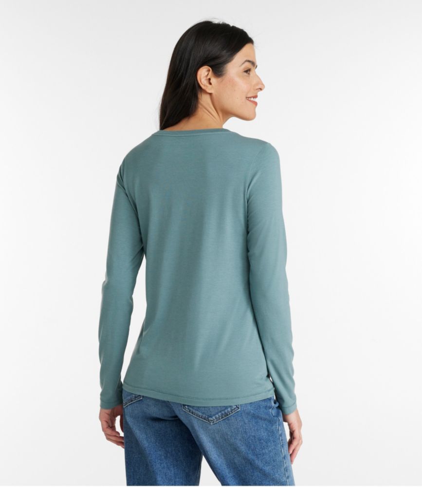 Women's Soft Stretch Supima Tee, Scoopneck Long-Sleeve - leoleo123123
