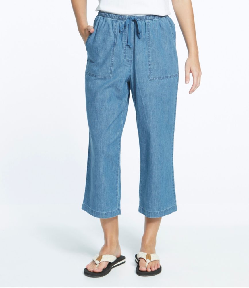 Women's Sunwashed Pants, Denim Straight-Leg Crop - leoleo123123