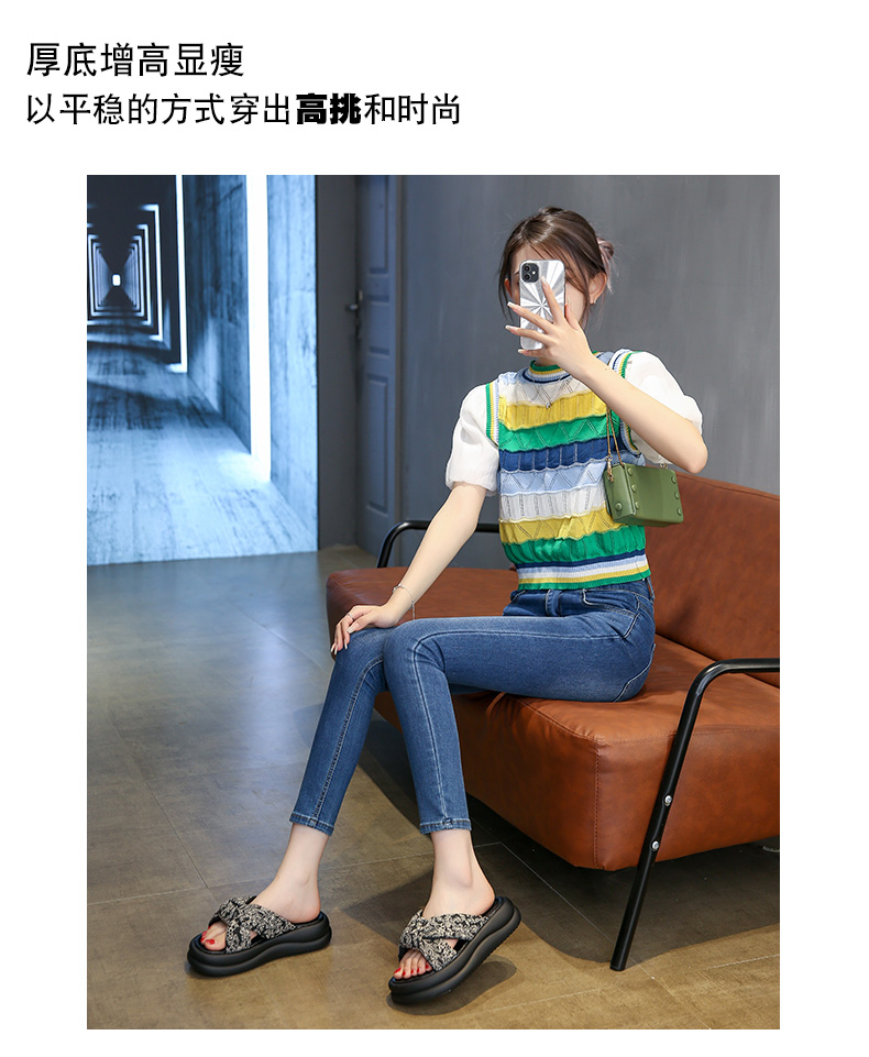 拖鞋女夏外穿2024新款高级感配裙子厚底沙滩凉鞋时尚孕妇一字凉拖 - leoleo123123