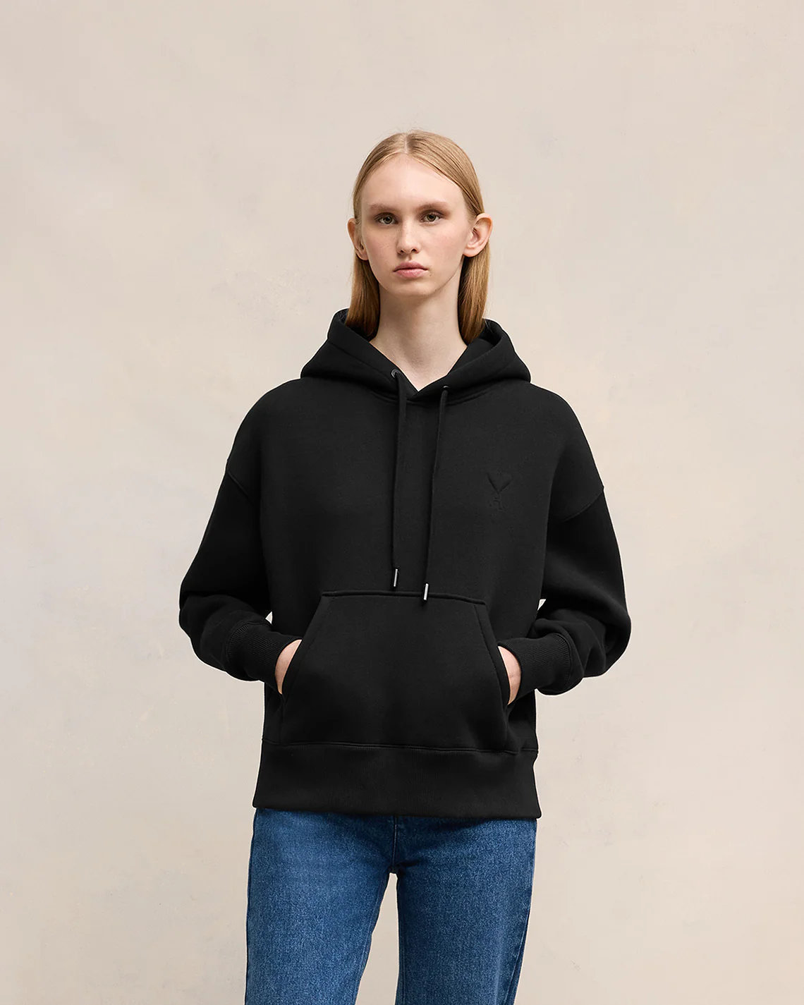 Black Embossed Hoodie | Ami de Coeur | Ami Paris UK - leoleo123123
