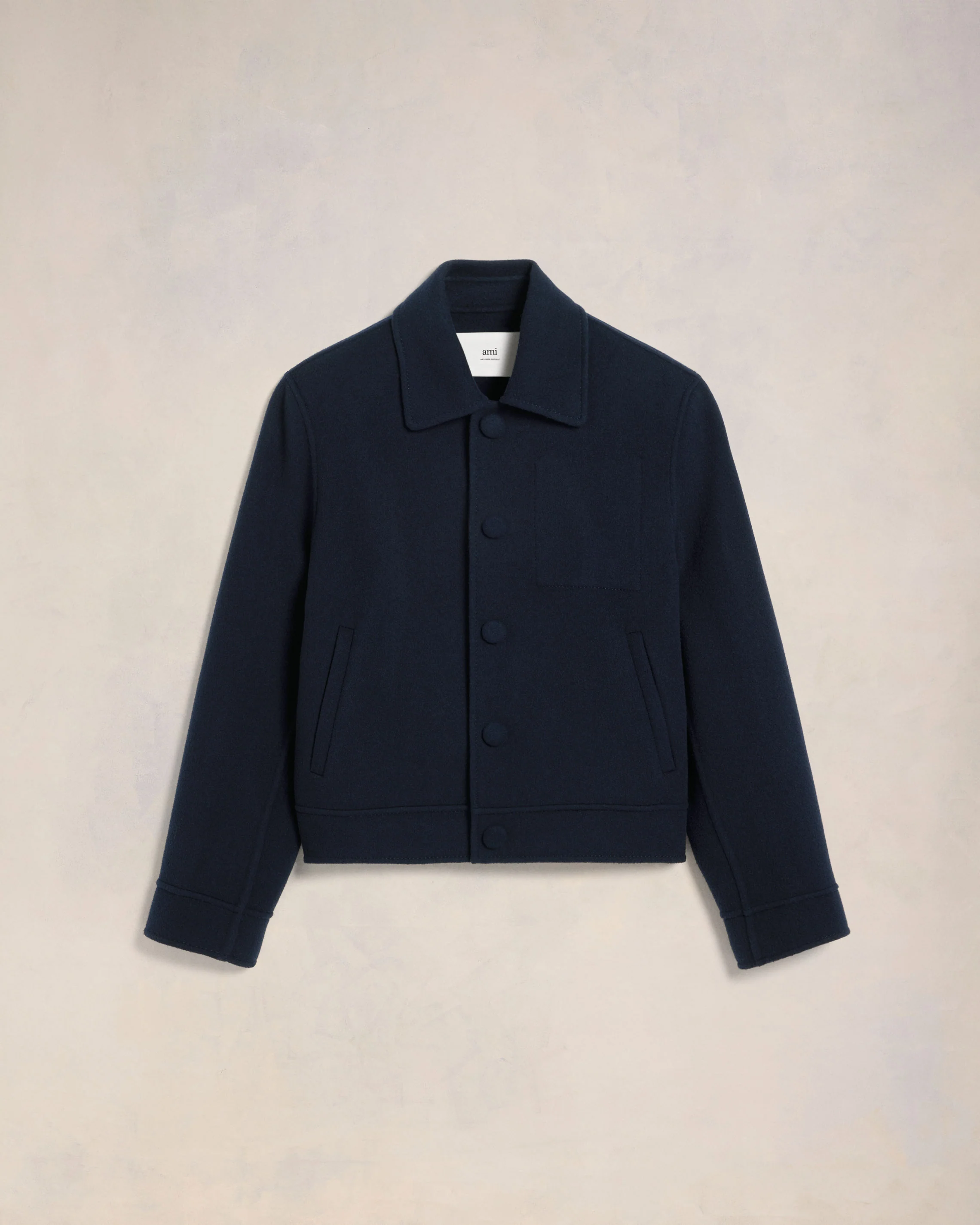 Navy Blue Boxy Buttoned Jacket - leoleo123123