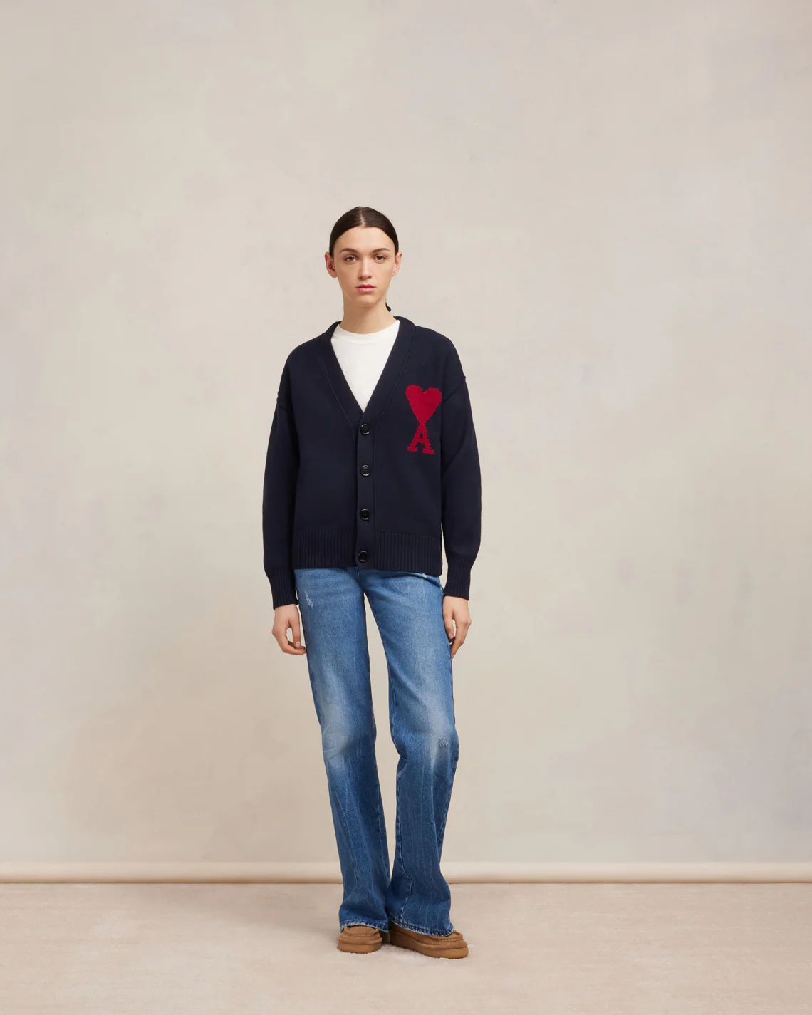 Cardigan Ami De Coeur Rouge Bleu Nuit/Rouge - leoleo123123