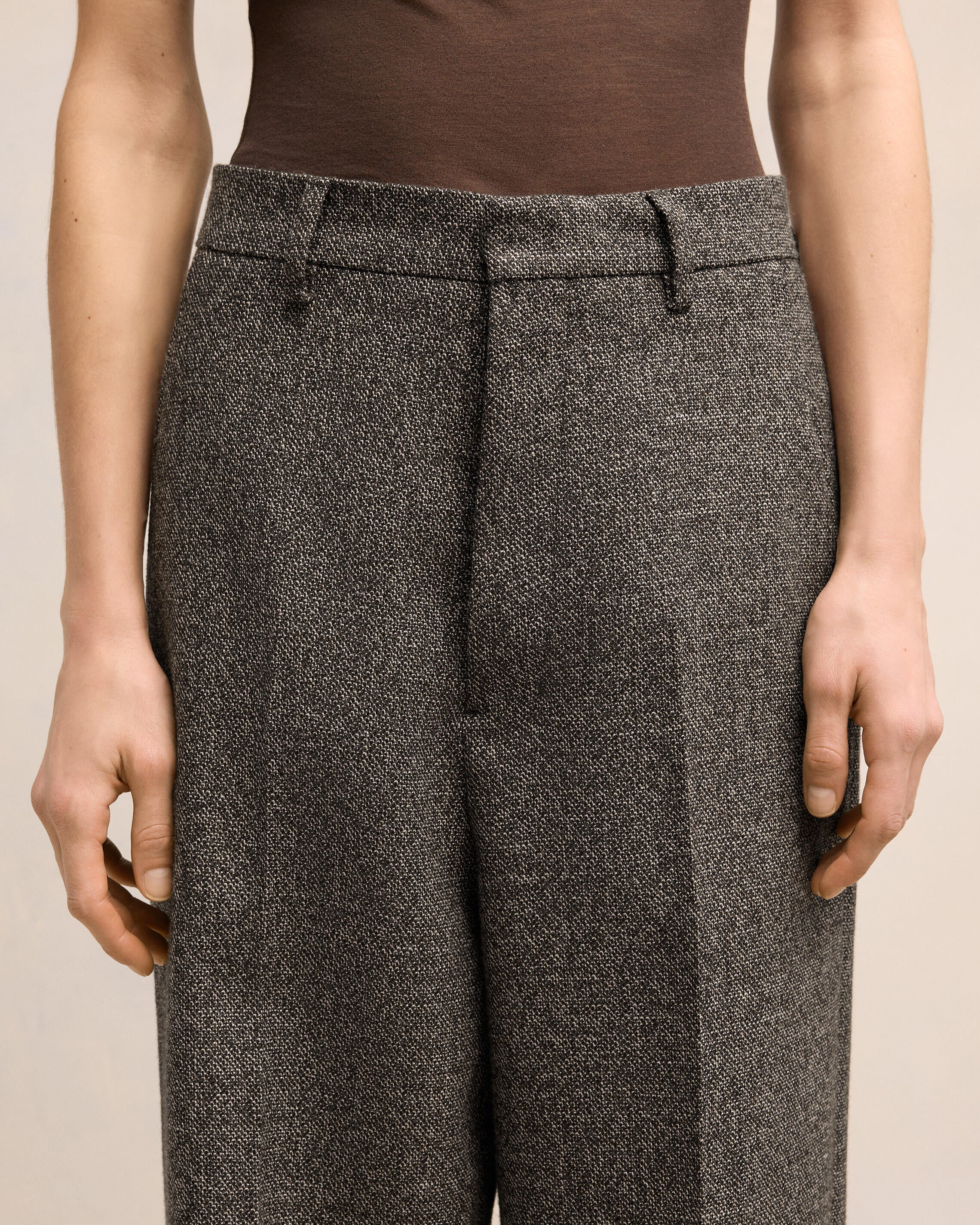 Dark Coffee/ Off White Large Fit Trousers - leoleo123123