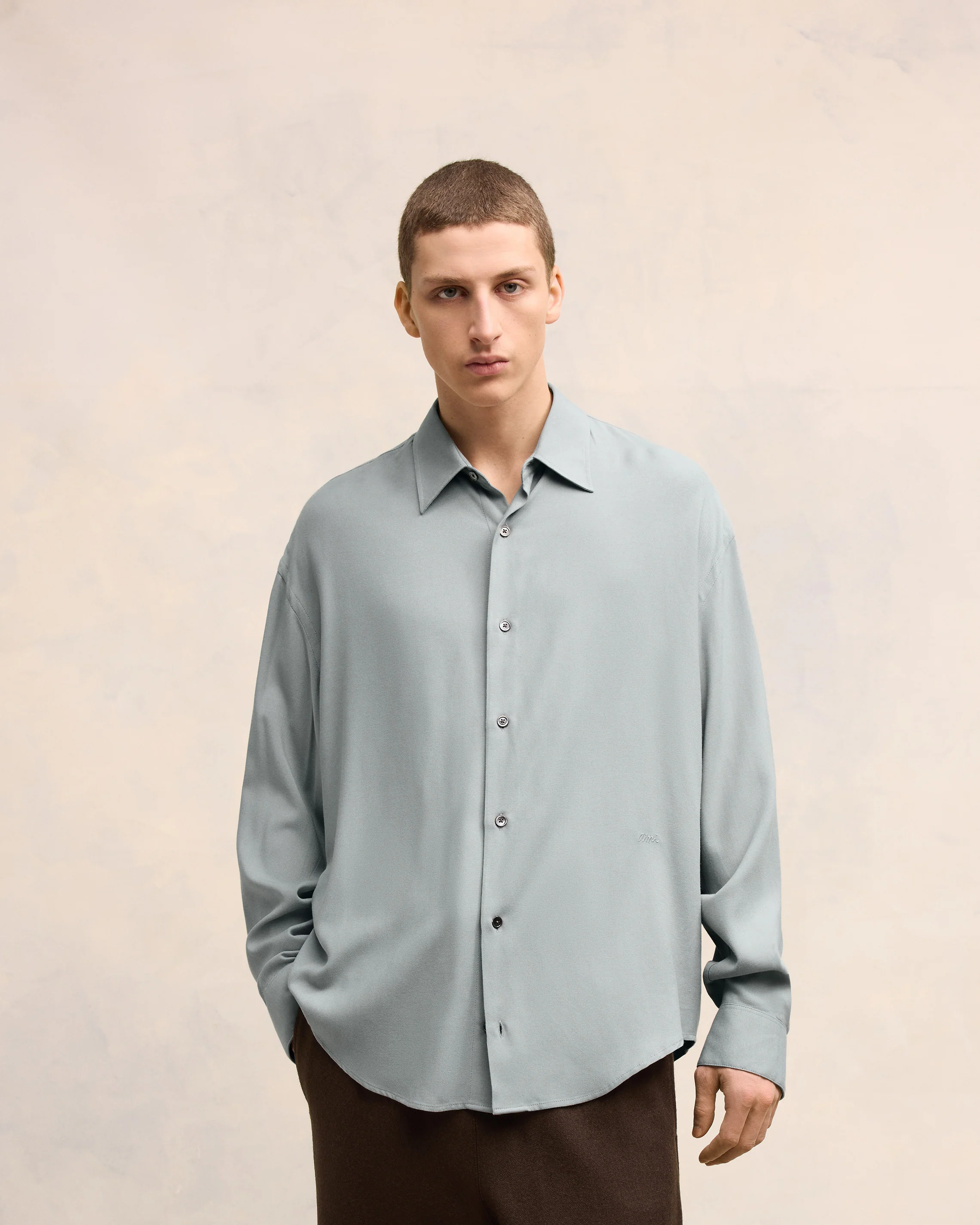 Clay Blue Boxy Fit Shirt - leoleo123123