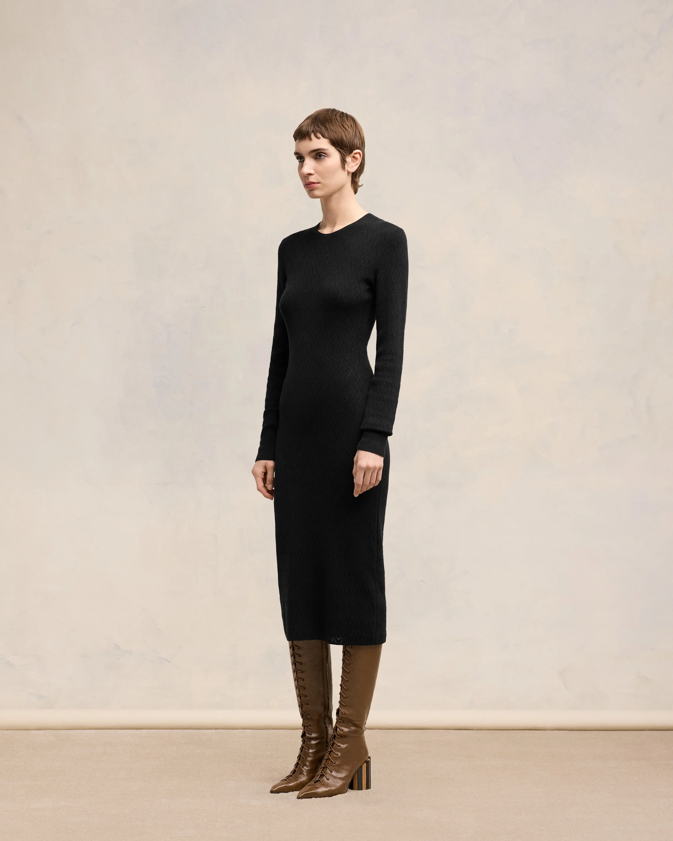 Black Wool Midi Dress | Ami Paris US - leoleo123123