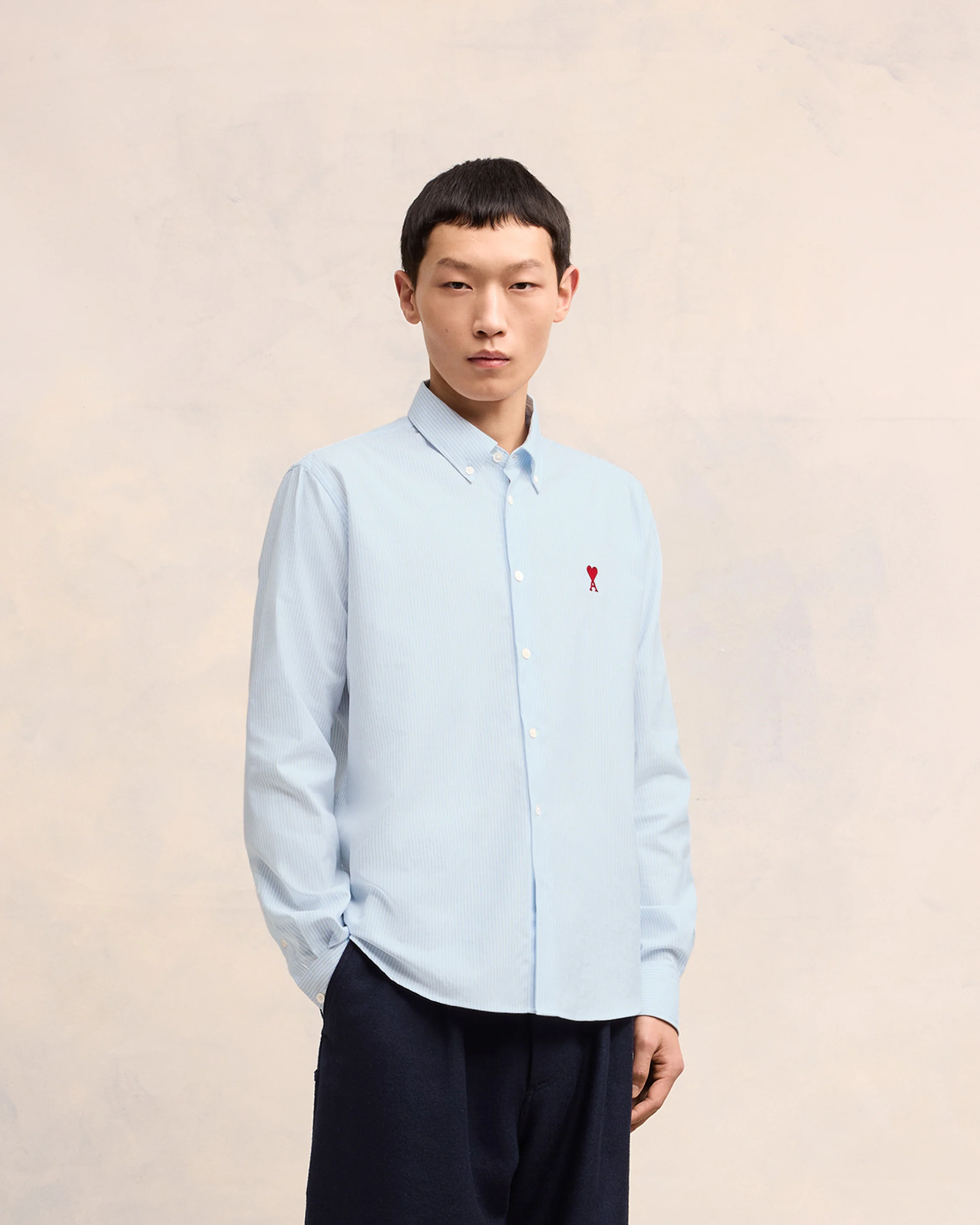Sky Blue/Natural White Button-Down Ami De Coeur Shirt - leoleo123123