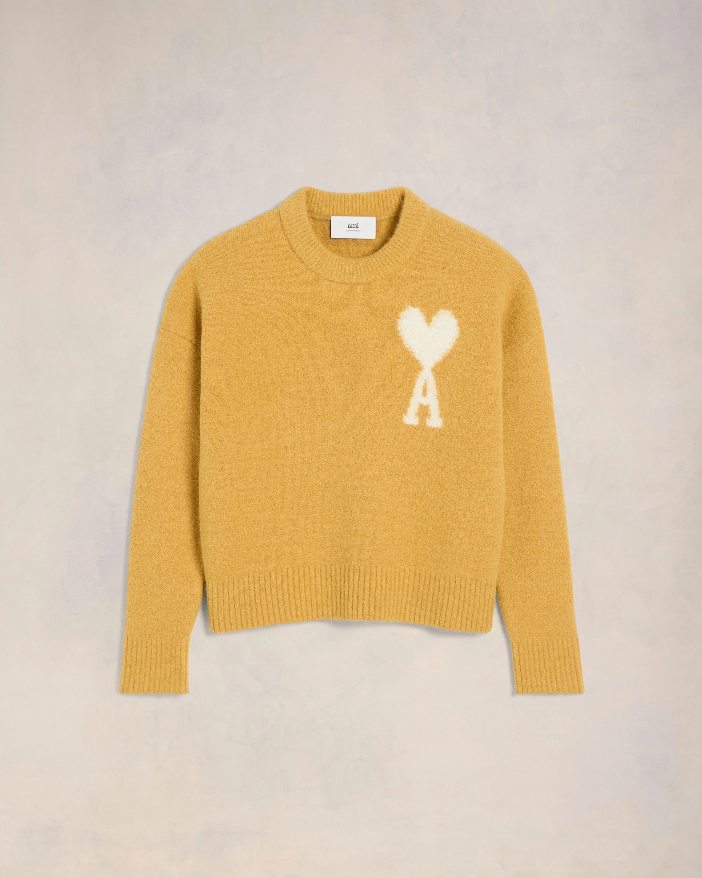 Mustard Off-White Ami De Coeur Crew Neck Sweater - leoleo123123