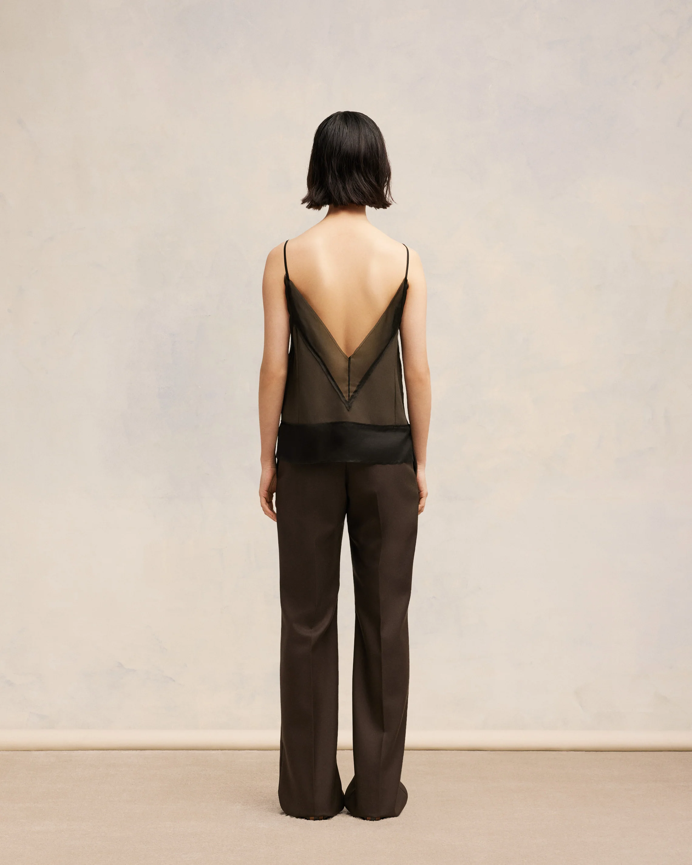 Dark Coffee/ Black Top With Thin Straps - leoleo123123