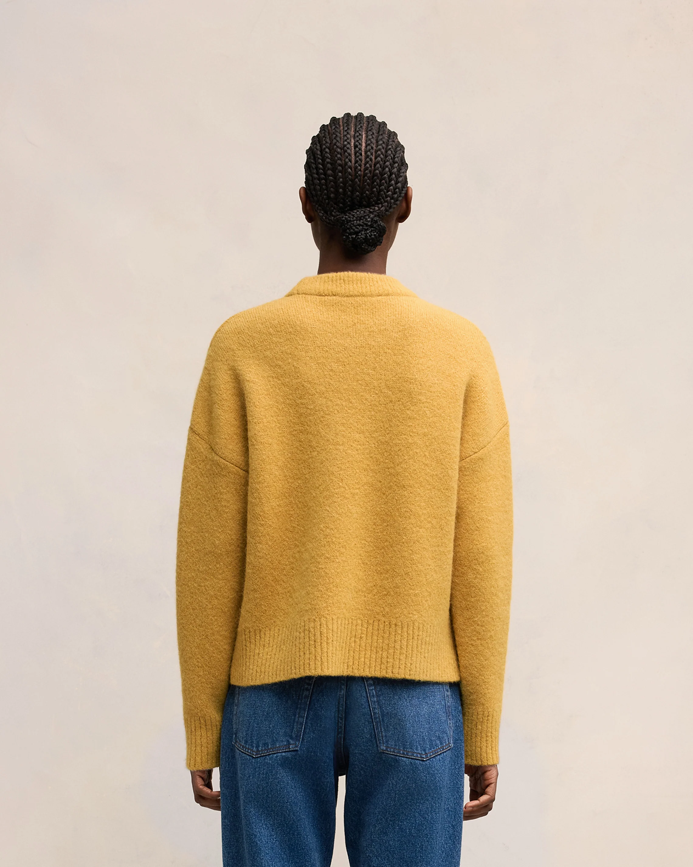 Mustard Off-White Ami De Coeur Crew Neck Sweater - leoleo123123