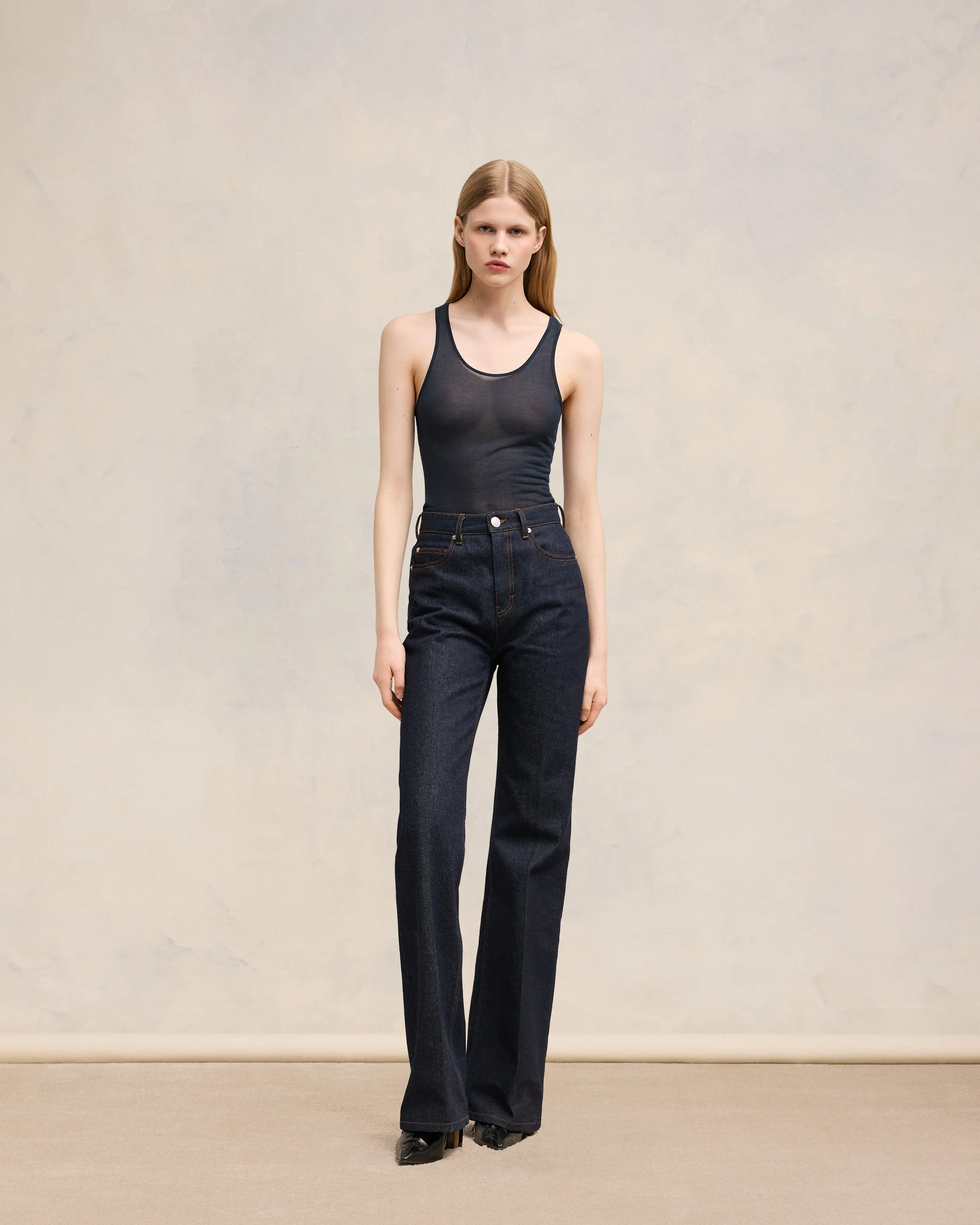 Navy Blue Low Necked Tanktop - leoleo123123