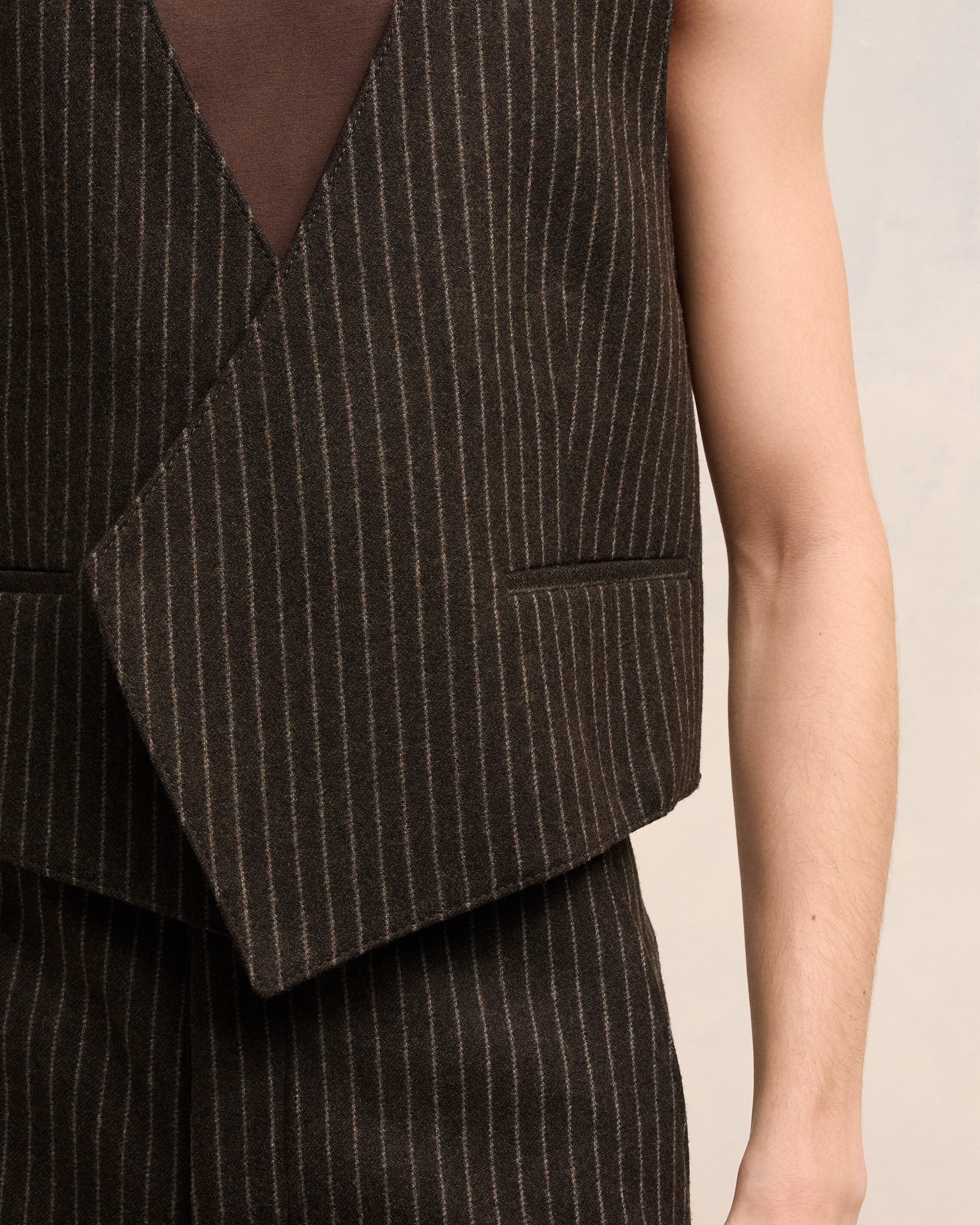 Dark Coffe/Sable Sleeveless Military Jacket - leoleo123123