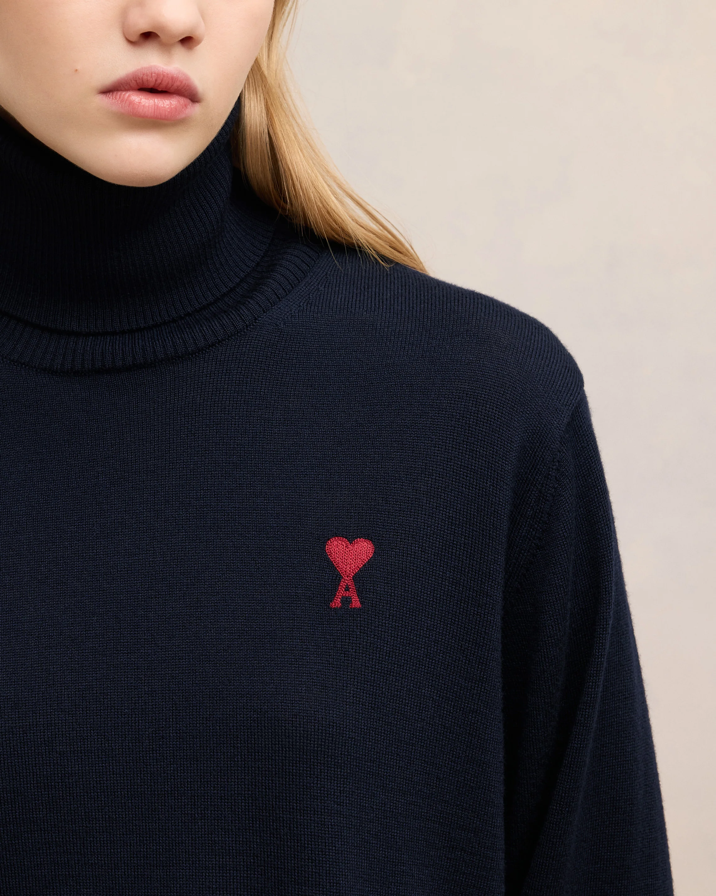 Night Blue Red Ami De Coeur Turtle Neck Sweater - leoleo123123