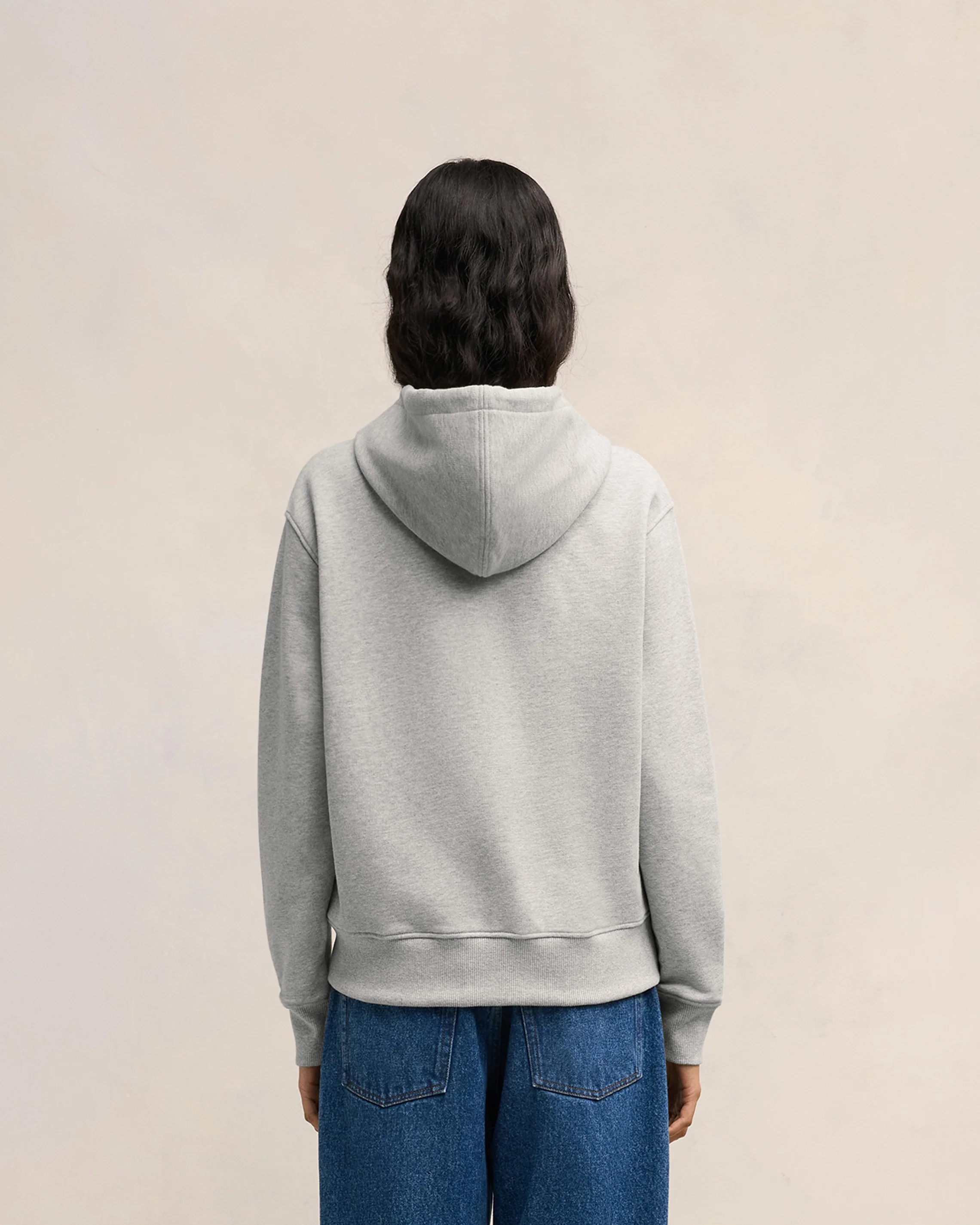 Heather Ash Grey Red Ami De Coeur Zipped Hoodie - leoleo123123