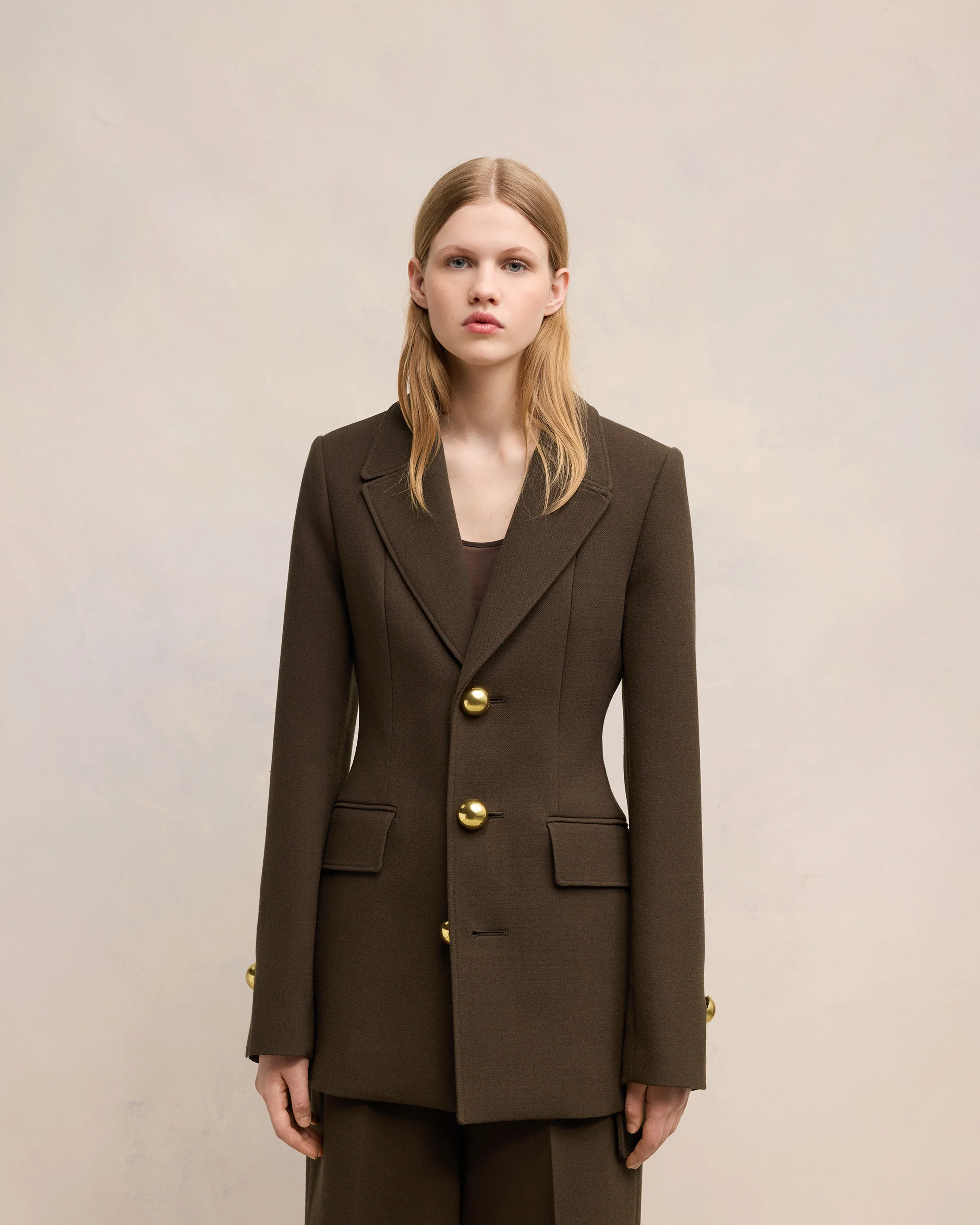 Dark Coffee Three Buttons Jacket - leoleo123123