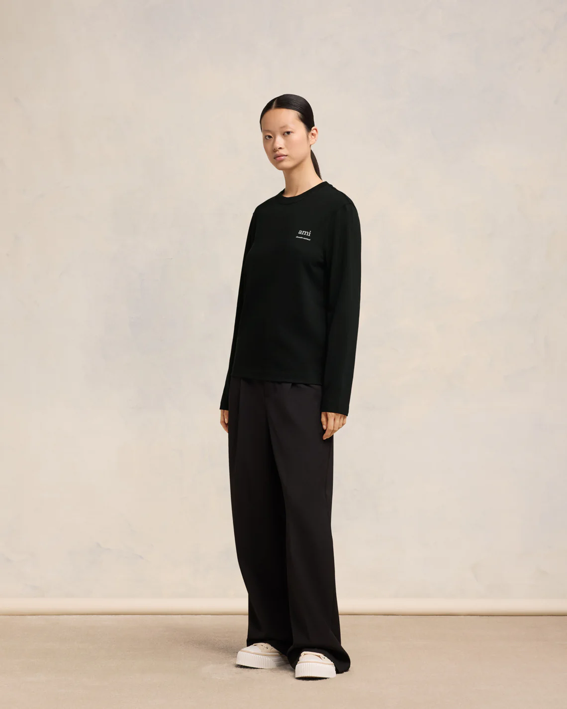 Black Long Sleeve Ami Alexandre Mattiussi T-Shirt - leoleo123123