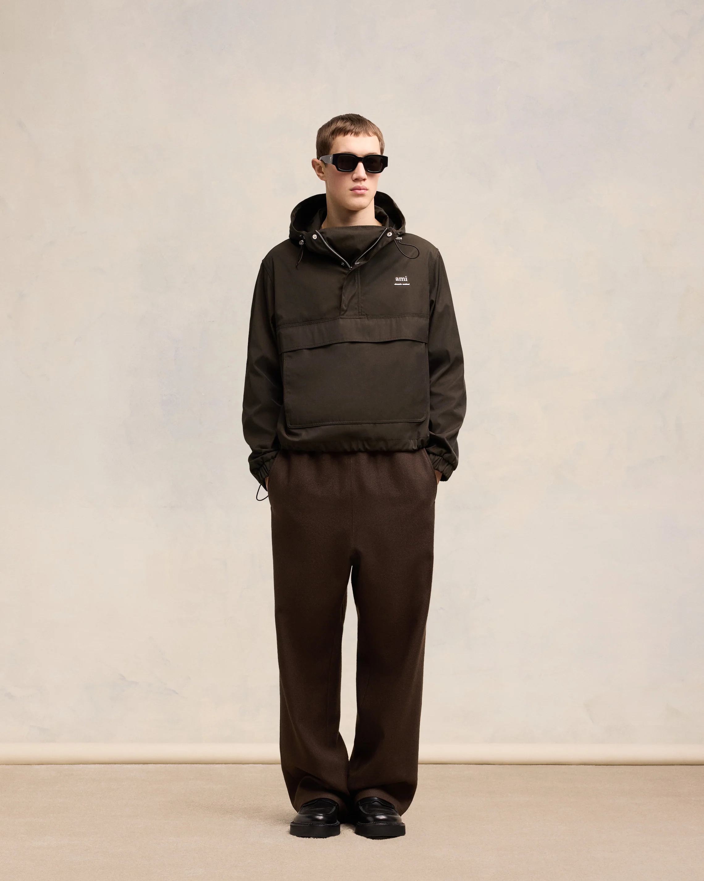 Dark Coffee Hooded Ami Alexandre Mattiussi Windbreaker - leoleo123123