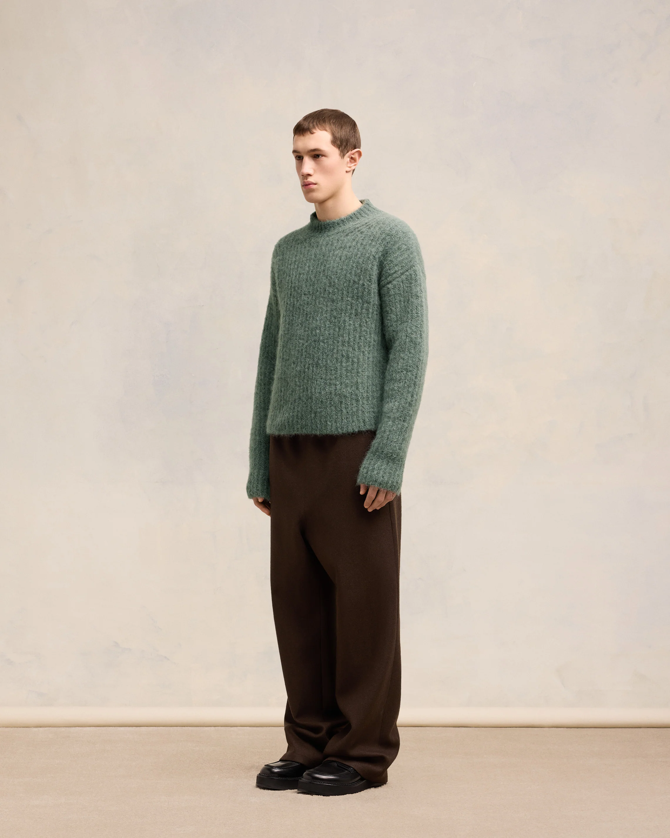 Antique Clay Alpaca Mohair Ribbed Sweater - leoleo123123