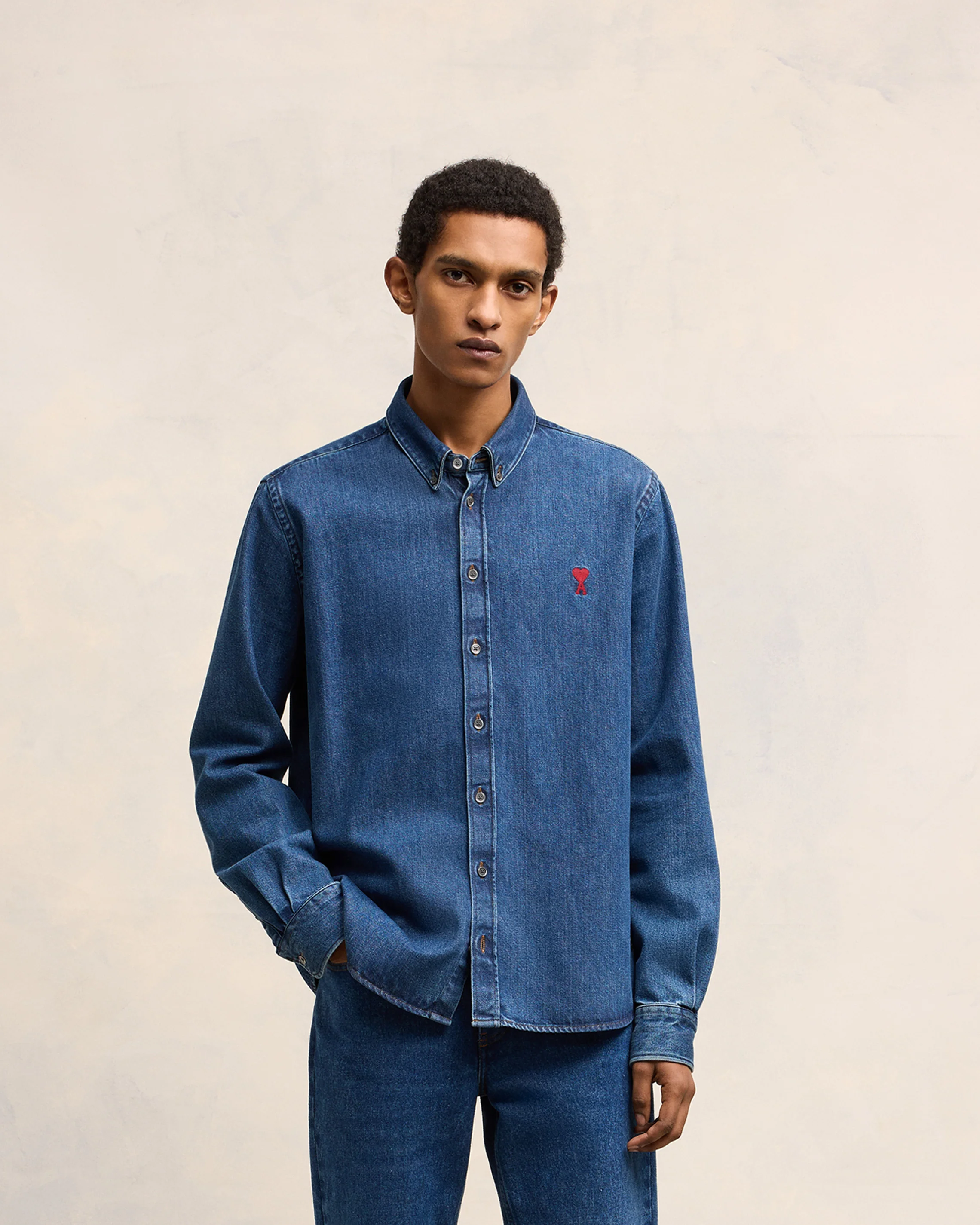 Used Blue Button-Down Ami De Coeur Shirt - leoleo123123