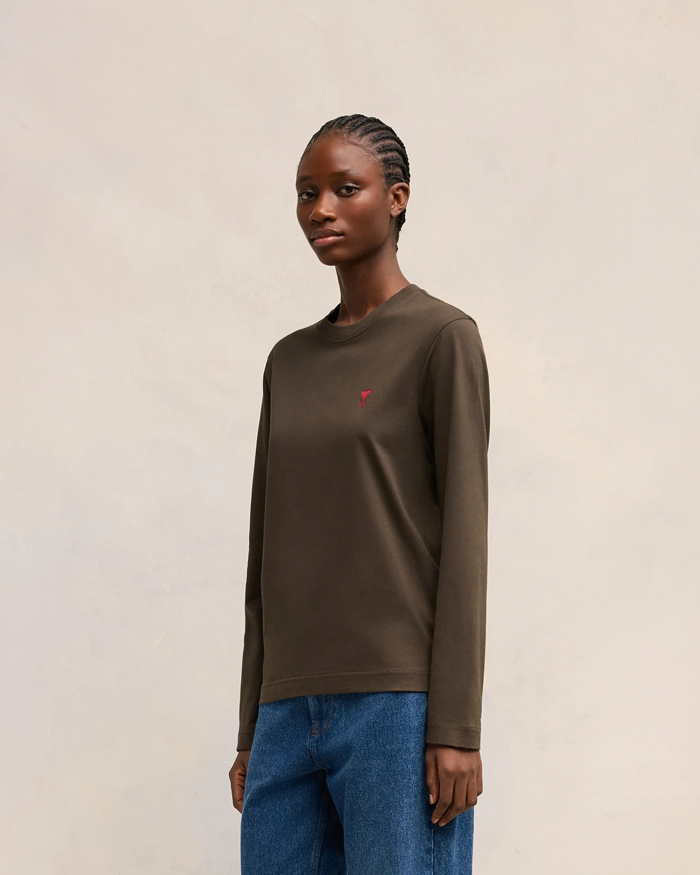 Dark Coffee Red Ami De Coeur Longlseeves T-Shirt - leoleo123123