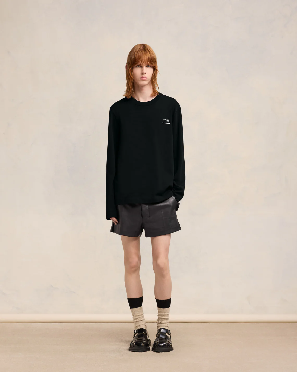 Black Long Sleeve Ami Alexandre Mattiussi T-Shirt - leoleo123123