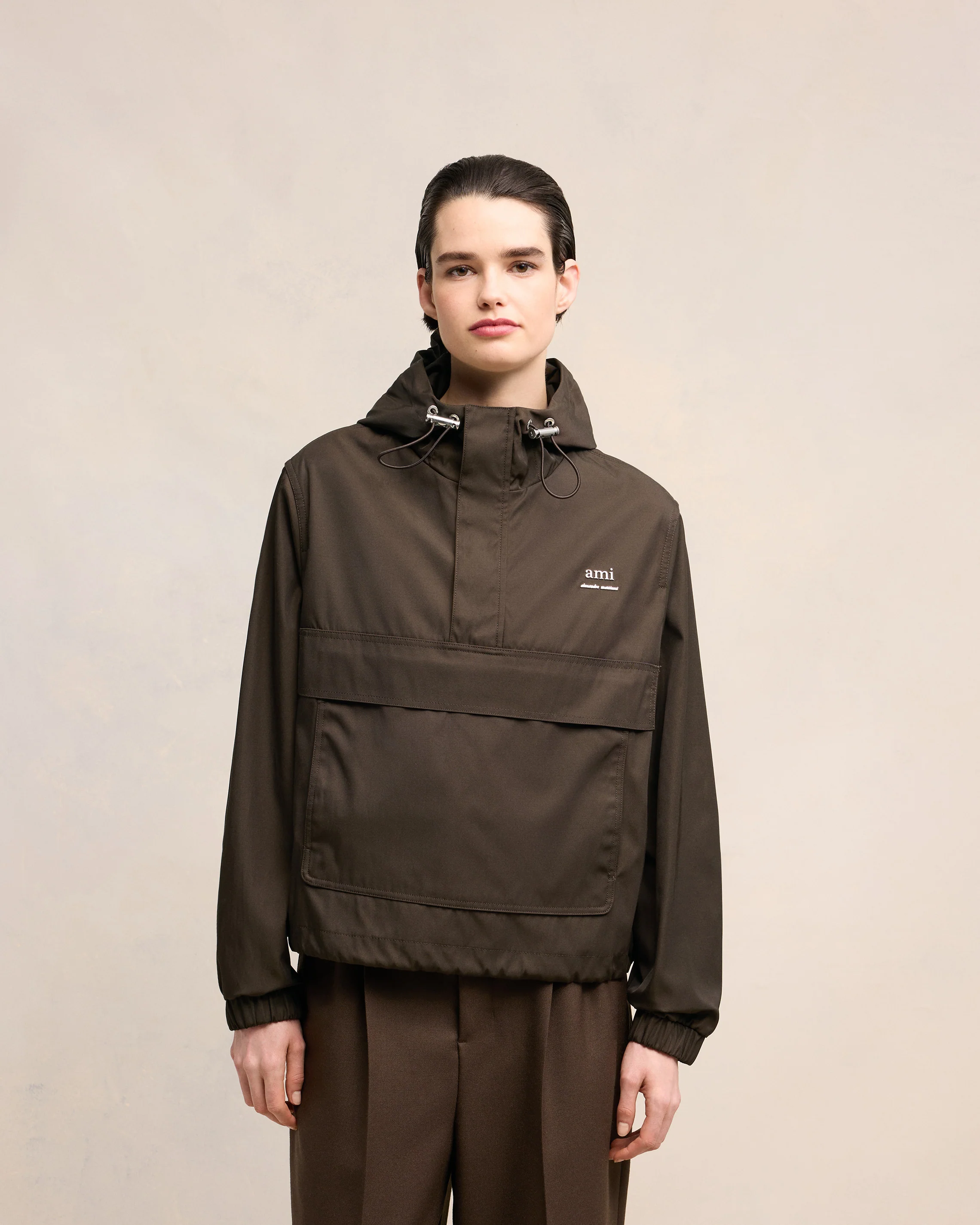 Dark Coffee Hooded Ami Alexandre Mattiussi Windbreaker - leoleo123123