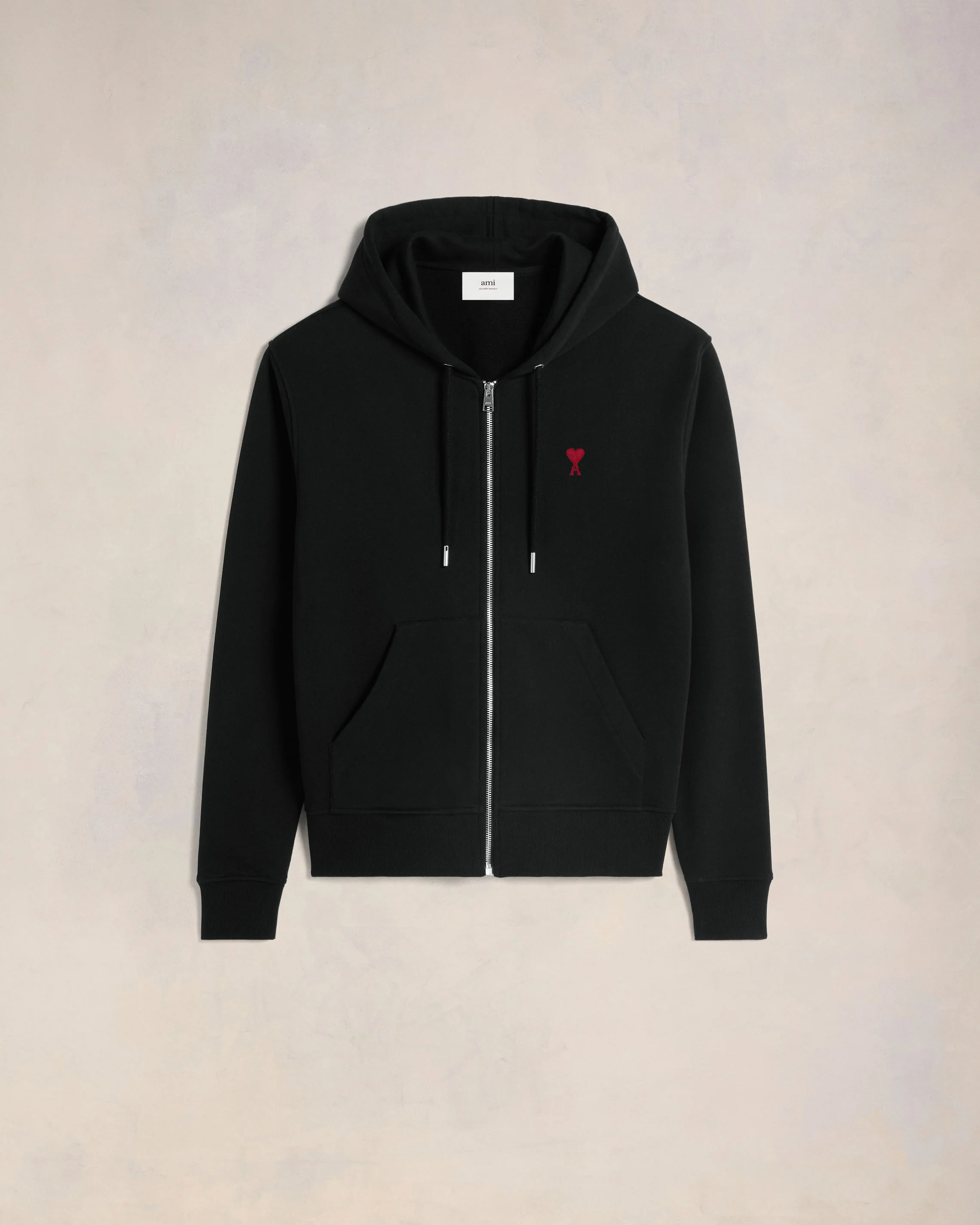 Black Red Ami De Coeur Zipped Hoodie - leoleo123123