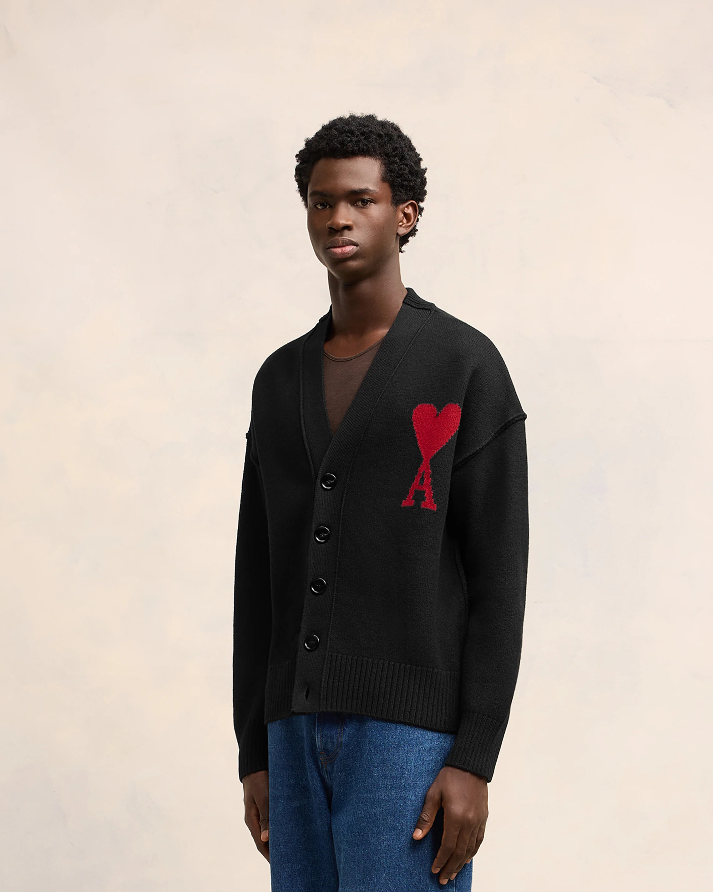 Black Merino Wool Cardigan | Ami De Coeur | Ami Paris US - leoleo123123